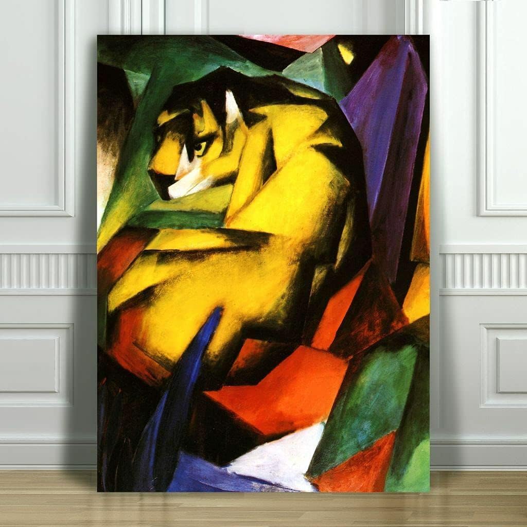 FRANZ MARC - Tiger - CANVAS ART PRINT POSTER - Abstract Cat - 12x18" Canvas Family Sign Wall Art Decor Birthday Christmas Wedding Housewarming Gift Ready To Hang
