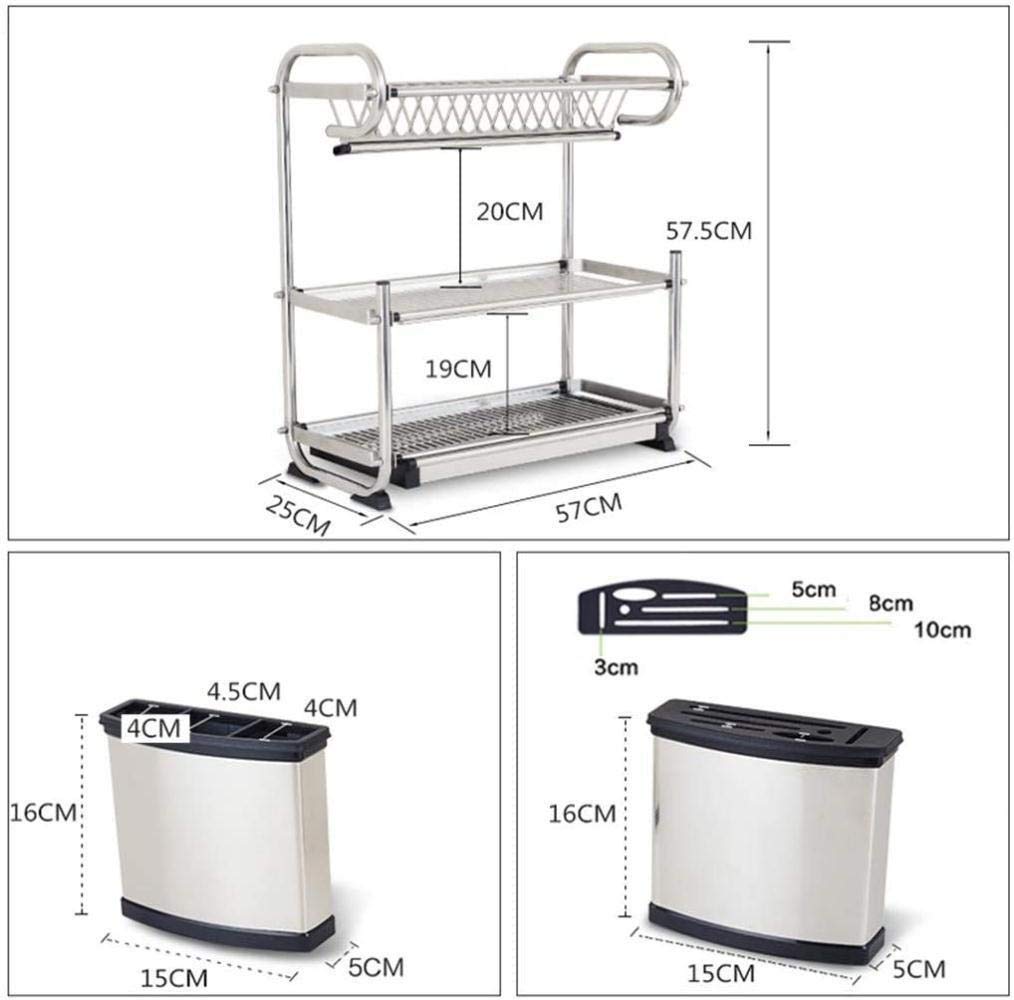 Rejilla De Drenaje Rejillas De Secado Escurridores De Platos Rejilla De Secado Rejilla De Drenaje Rejilla De Almacenamiento De Cocina Soporte para Escurreplatos De 3 Capas De Acero
