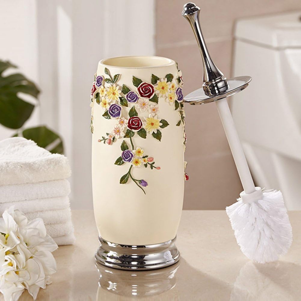 ZHFC Continental Toilet brush holder set Creativity bathroom Rose flower decoration Ornaments Free punch Toilet brush