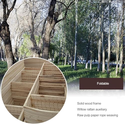 Séparateur de pièce pliant en bois noir écran intimité rotin