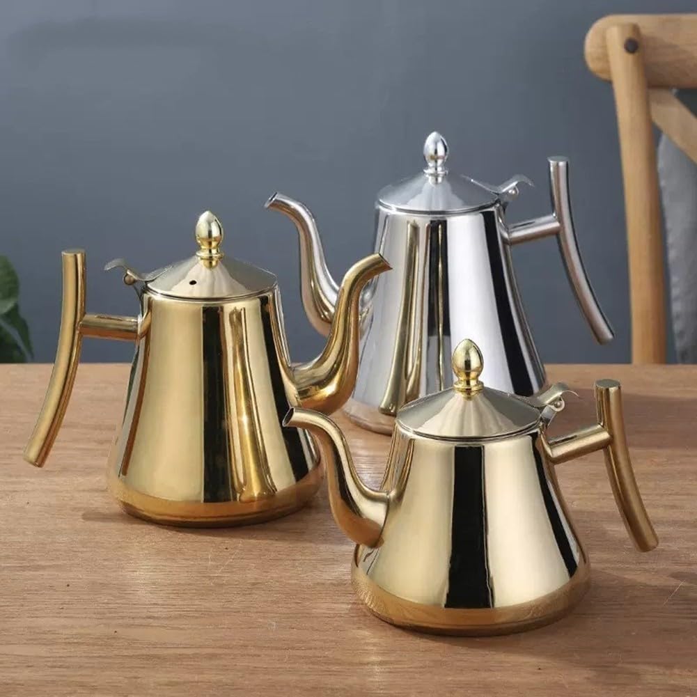Kitchen Essential - Teiera in acciaio inox con manico comodo e design facile da preparare, adatta a induzione (2 l, argento)