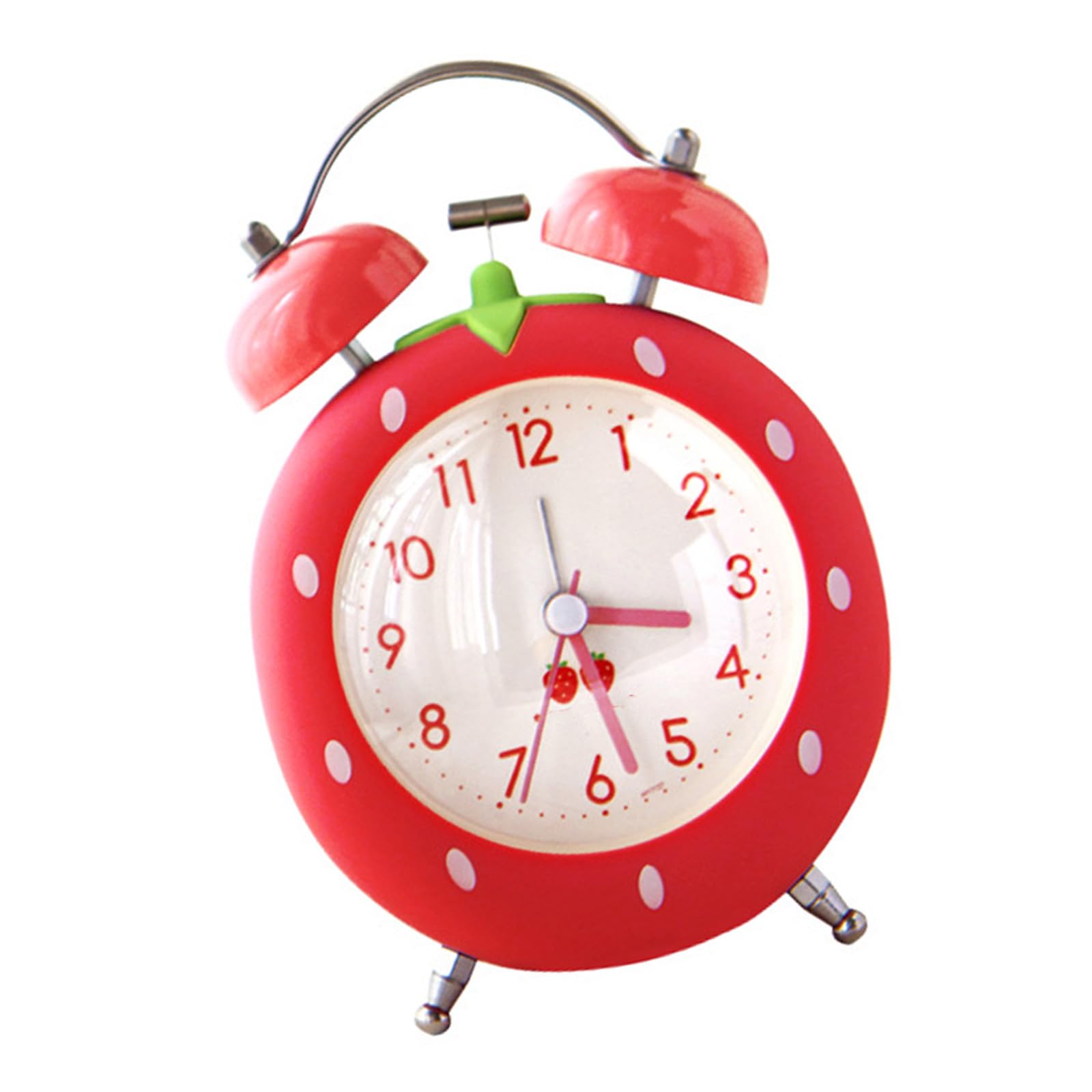 Msioytog Quiet Quartzs Strawberry Alarm Clock for Heavy Sleepers Kids Adults Loud Twin Bells Night Light Bedroom Living Room Gift Alarm Clock with Night Light