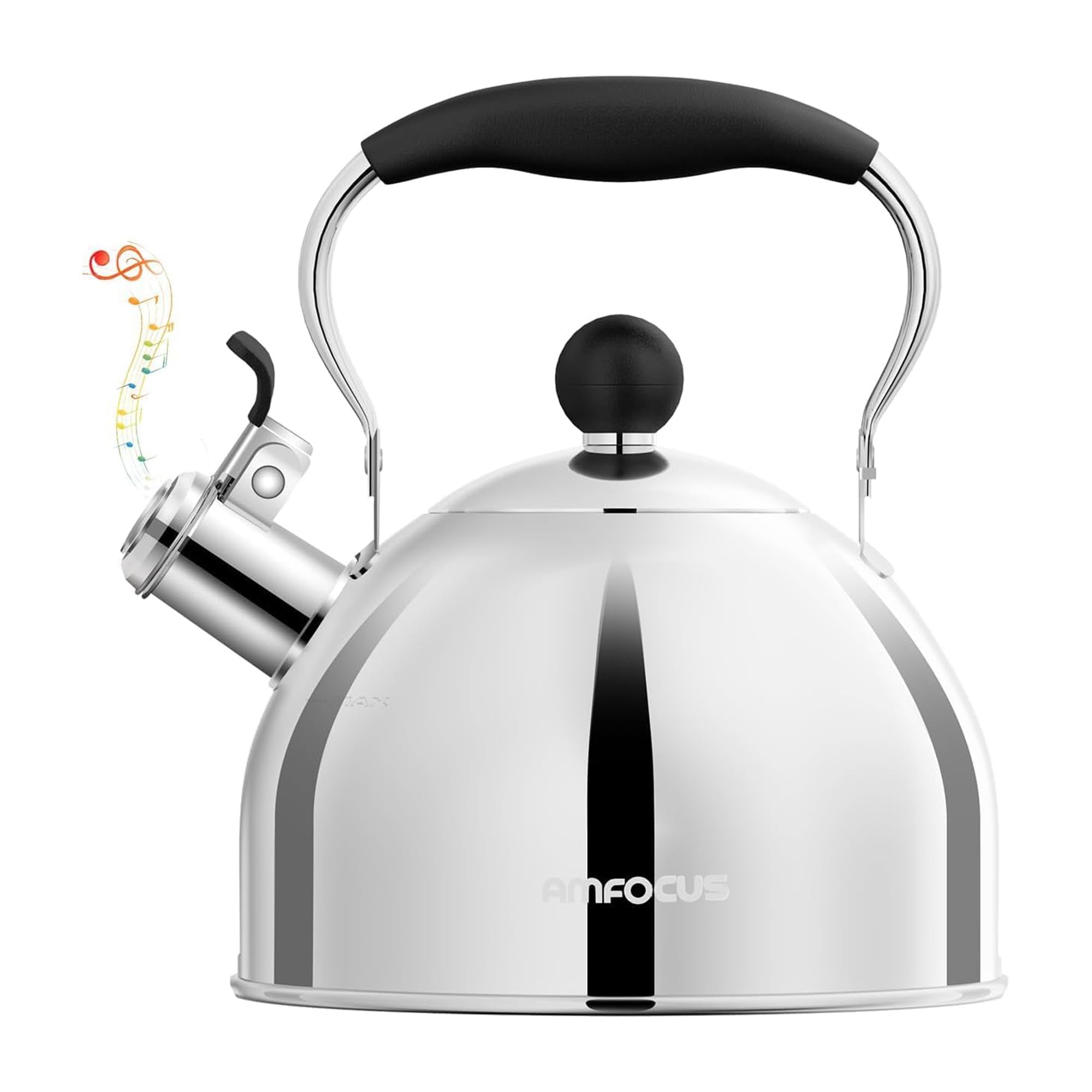 Tea Kettle, 2 Quart Stainless Steel Whistling Tea Kettle, Stovetop Whistling Teakettle Tea Pots for Stove Top with Ergonomic Folding Handle, Small Teapot, Water boiler for Tea, Coffee (Silver)