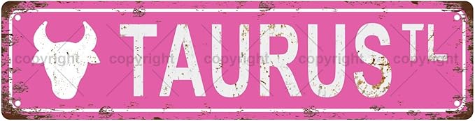 Taurus Star Sign Zodiac Sign Vintage Metal Tin Sign, Street Sign, Home Decor, Room Decor, Wall Decor, Bathroom Decor, Bar Decor, Cafe Decor, Garage Decor, 16 x 4 Inch