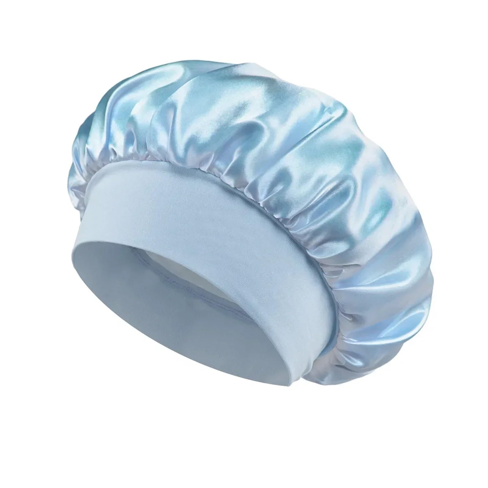Cofano In Seta Cofano for capelli in raso da donna for dormire Cura dei capelli Cofani in seta Cappello for dormire a tesa larga solido con fascia elastica morbida Per La Cura Dei Capelli(Sky blue)