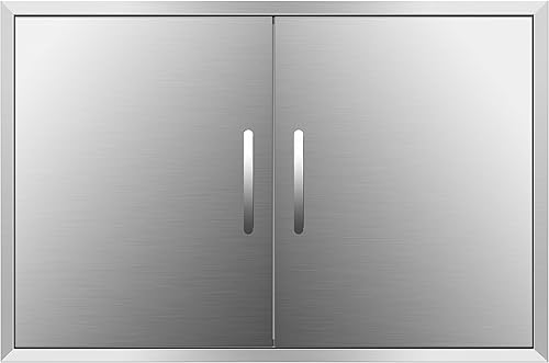 Miniatura 10 de Puertas de cocina para exteriores, 30 pulgadas de ancho x 21 pulgadas de alto, puertas de acceso dobles para barbacoa, acero inoxidable 304