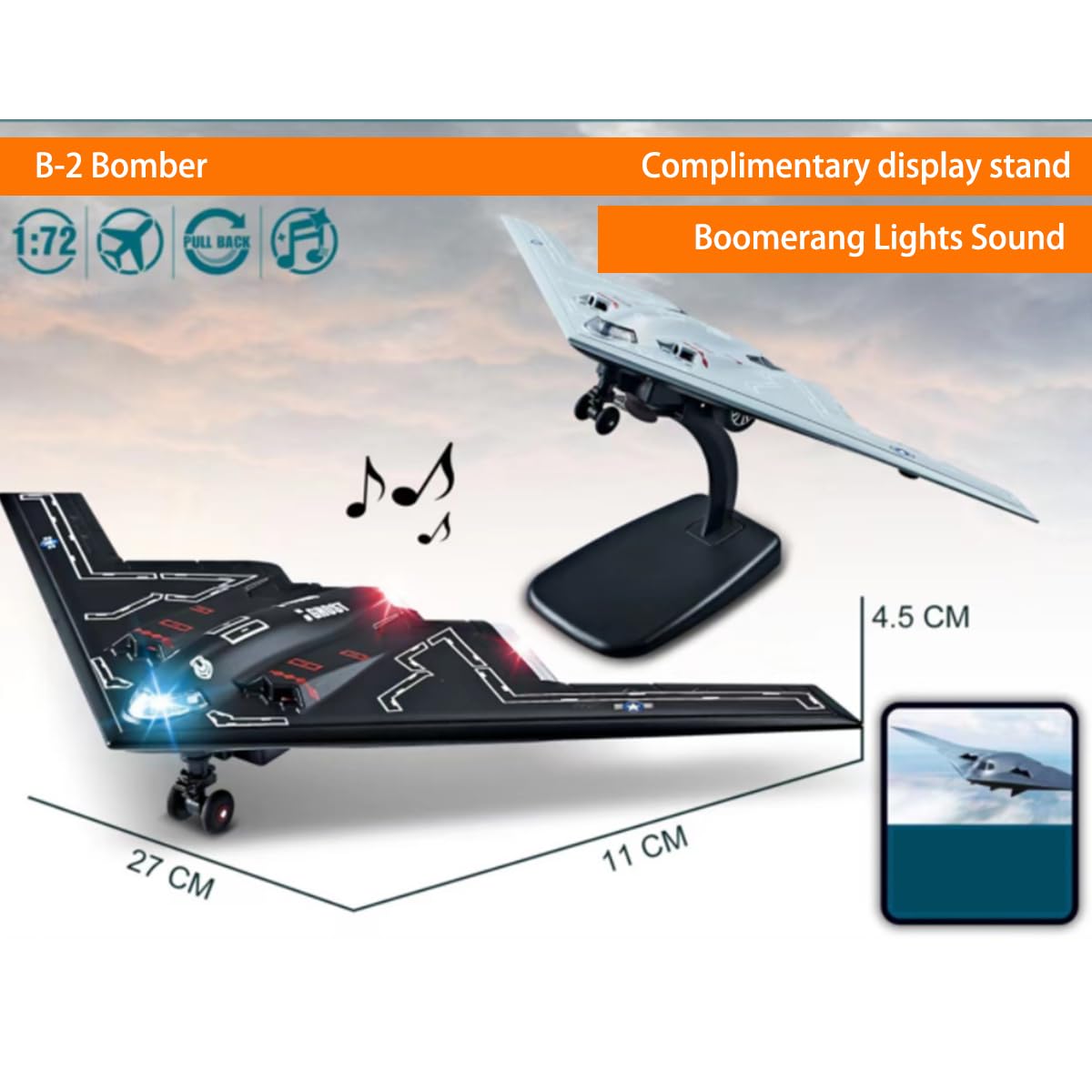 Doyomtoy Modèle B-2 en Alliage - Bombardier Stratégique et Avion de Combat - Cadeau de Collection