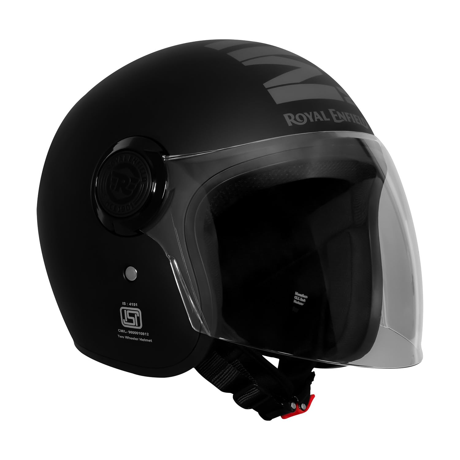 ROYAL ENFIELD Helmet Copter Half FACE | Certification: ISI & DOT | Outer Shell - High Impact Grade ABS | Lightweight | Micrometric Lock | MATT Black & Grey (XL) 62CM-image-45