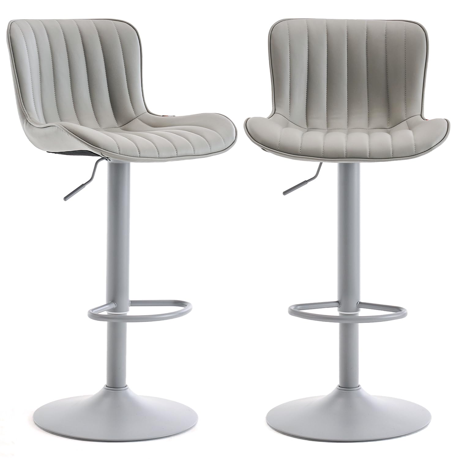 Kidol & Shellder Set di 2 sgabelli da bar girevoli in finta pelle, grigio con gambe grigie