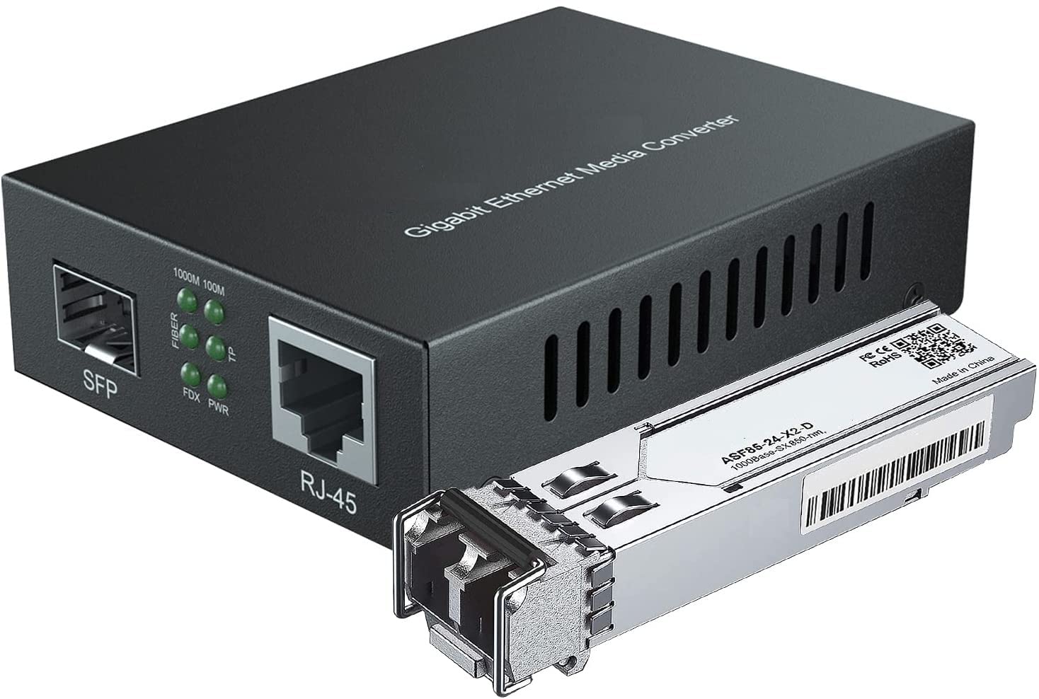 Hanutech Gigabit SFP to Ethernet RJ45 Media Converter | Fast Ethernet to Fiber Converter With 1.25G DDM 850nm 500M Multimode Dual Fiber SFP Transceiver,2LC Connectors (Tx,Rx) (B09T6K3597) Amazon Price History, Amazon Price Tracker