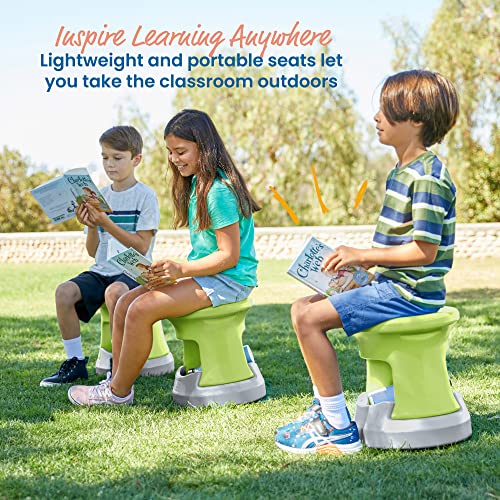 Image of ECR4Kids Active Storage Wobble Stool, 15in Seat Height, Childrens Furniture, Lime Green /Light Grey