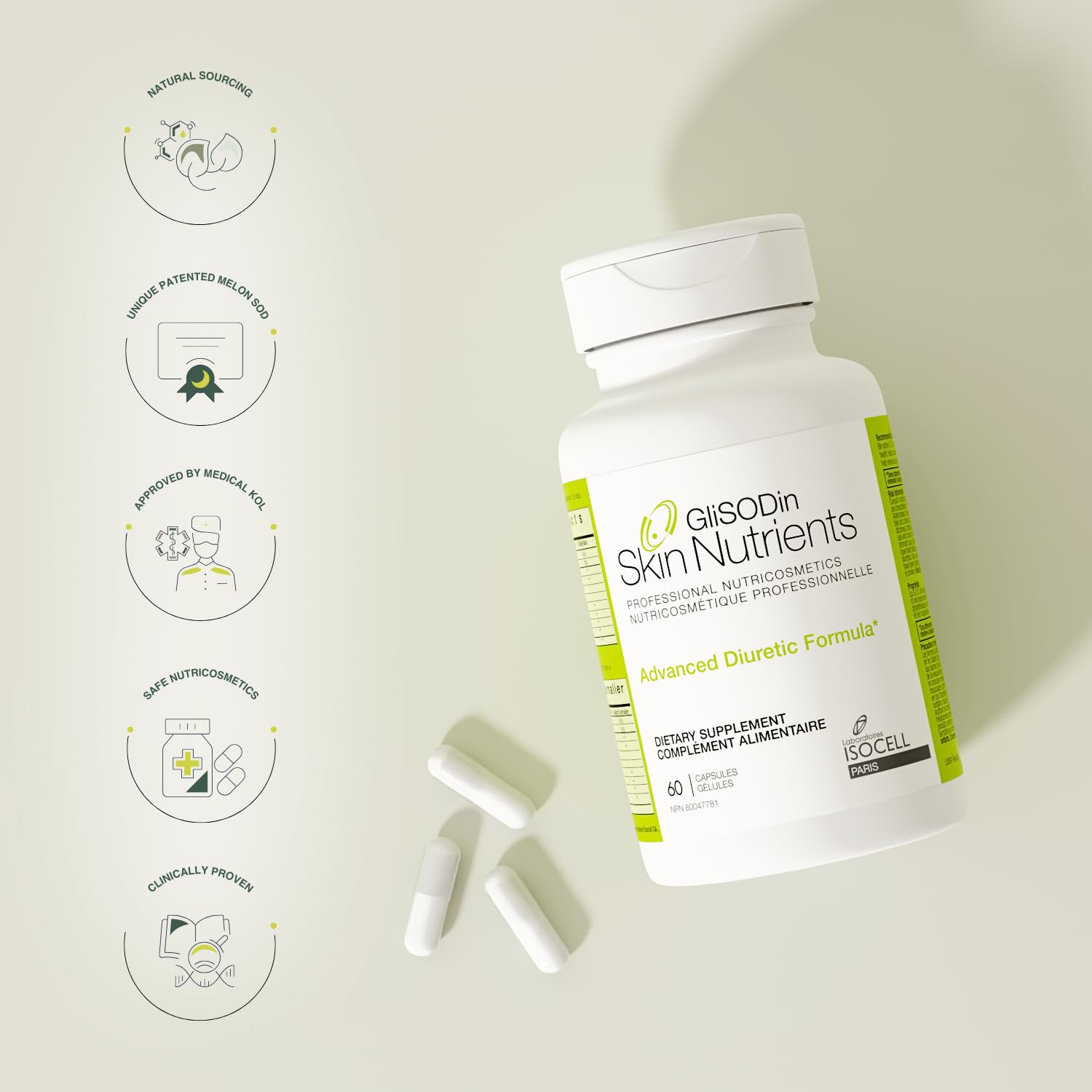 Glisodin Diuretic - Nutraceutical enhances Natural Drainage to Reduce The Swelling associated with Fluid Retention - Has Purification Properties That Assist in eliminating toxins - 60 Capsules — Amazon image 6