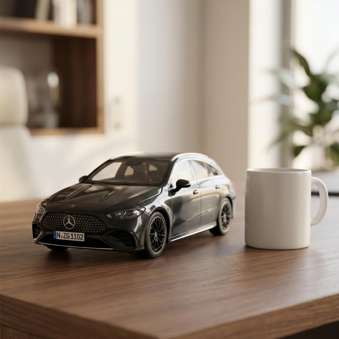 Mercedes‑Benz CLA Shooting Brake mit EQ-Technologie 1:18 Modellauto Diecast – Premium Miniatur in Polarweiß mit EQ‑Technologie, detailreiches Metallmodell für Sammler (kosmosschwarz)