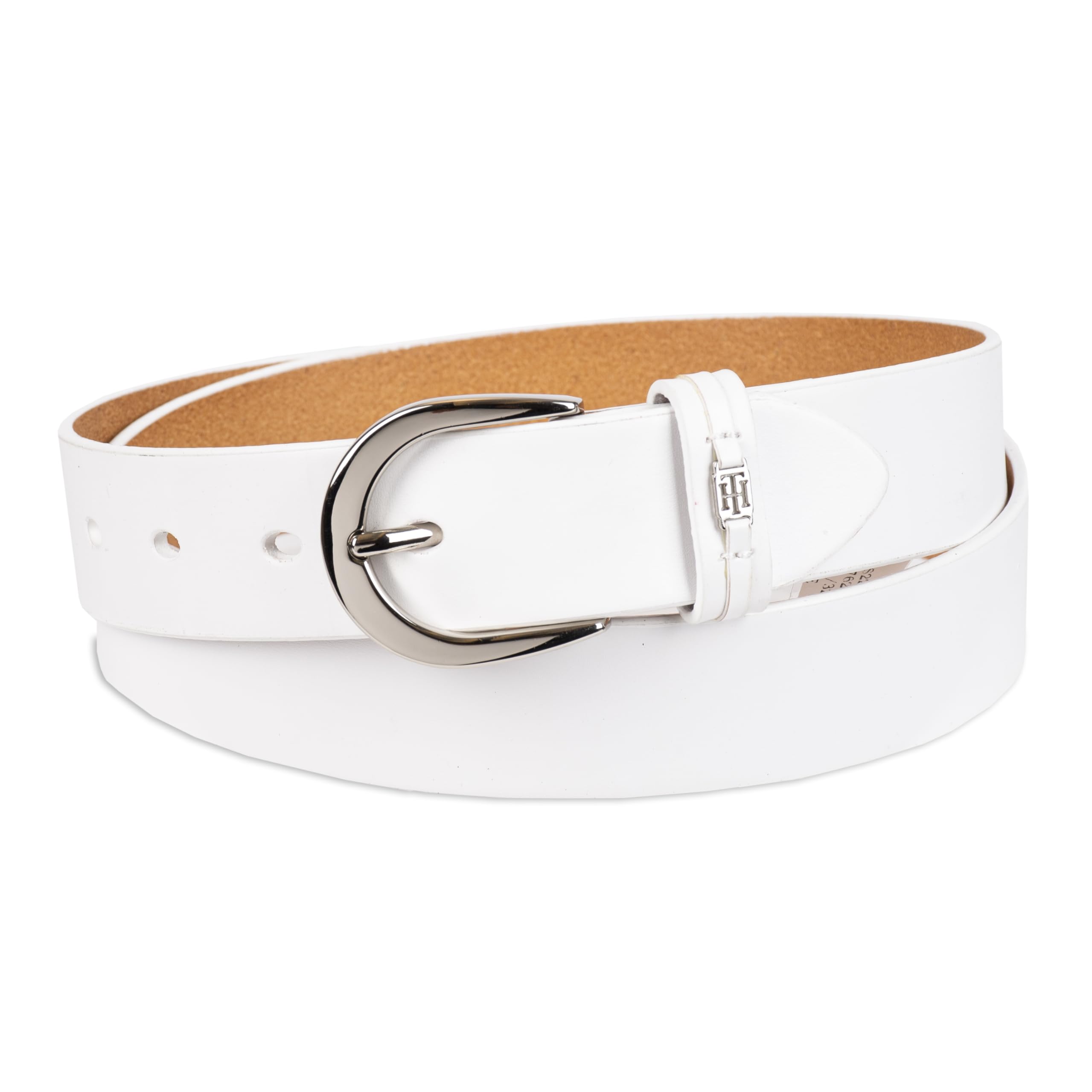 Tommy Hilfiger Women's TH Ornament Logo Casual Leather Belt
