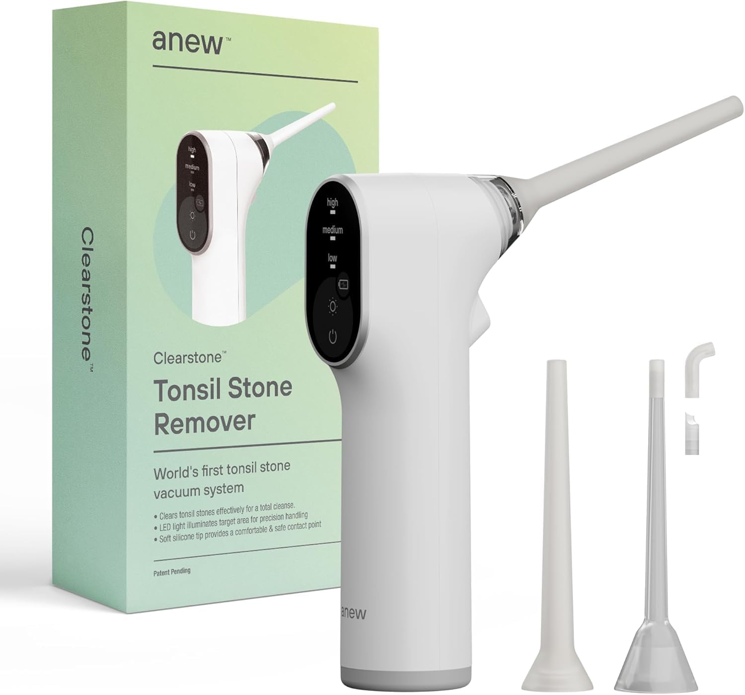 Electronic Vacuum Tonsil Stone Remover with LED Guidance Light - Hassle-Free Instant Suction - Tonsil Stone Removal Kit - Patent Pending - ENT Doctors Approved