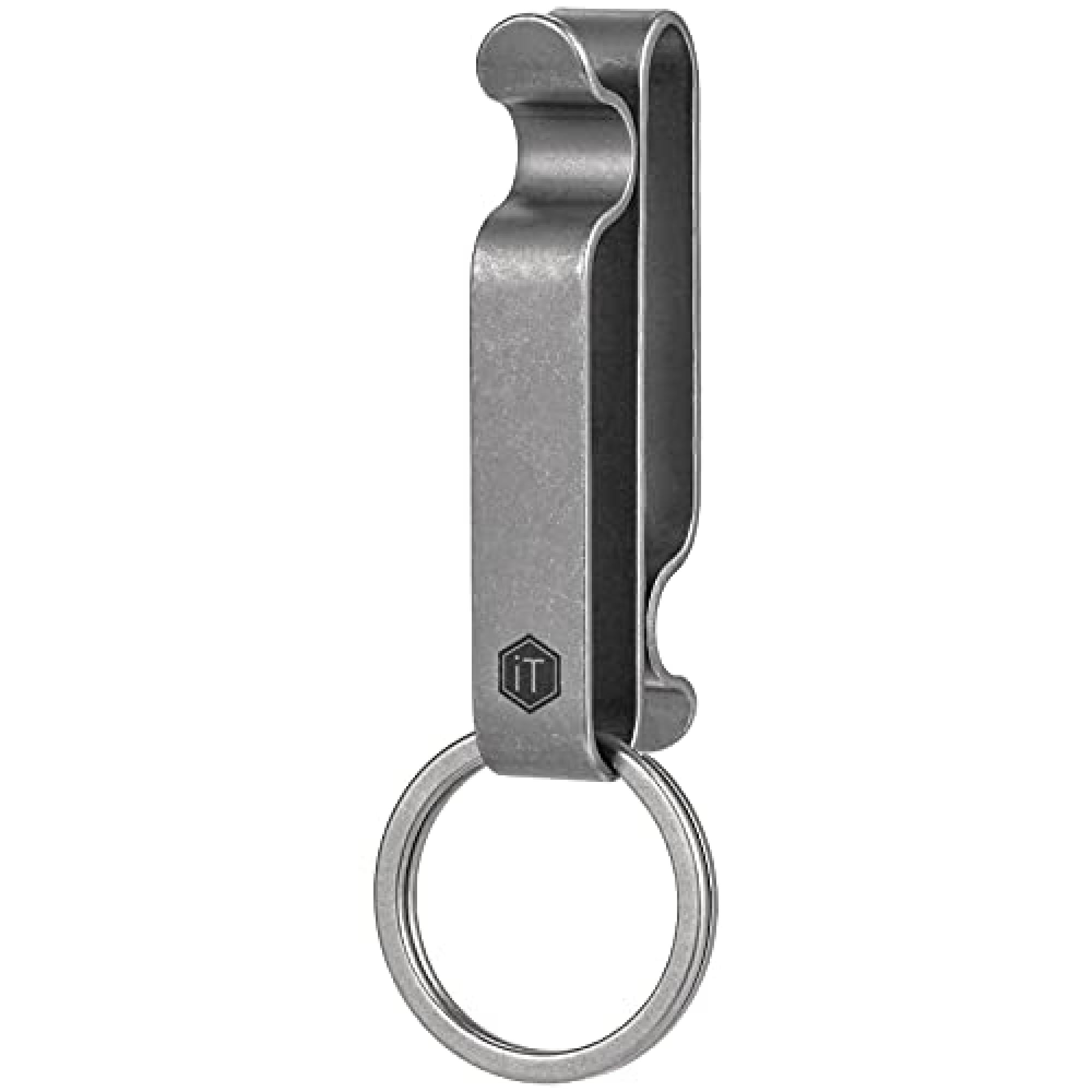 Keyunity Unisex Stonewashed Km00 Titanium Belt Loop Keychain Clip Double Side Quick Release Key Holder With Detachable Key Ring (Stonewashed)