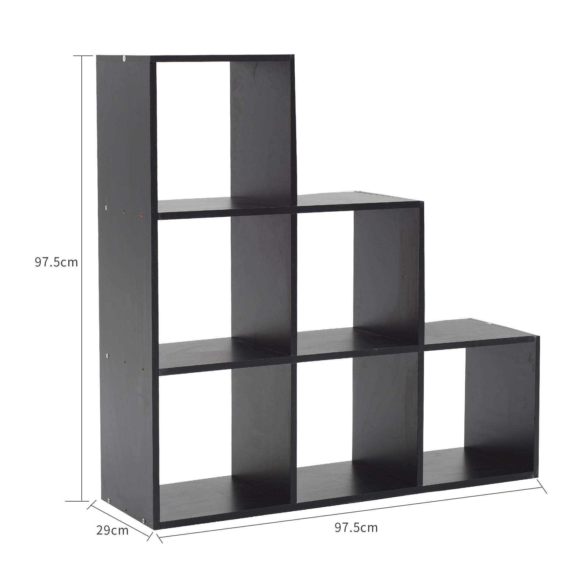 Rebecca Mobili Kantoorplank, zwarte boekenkast met 5 planken, eigentijds ontwerp, huiskamermeubilair - Afmetingen: 172,5 x 60 x 24 cm (HxBxD) - Art. RE4786, zwart