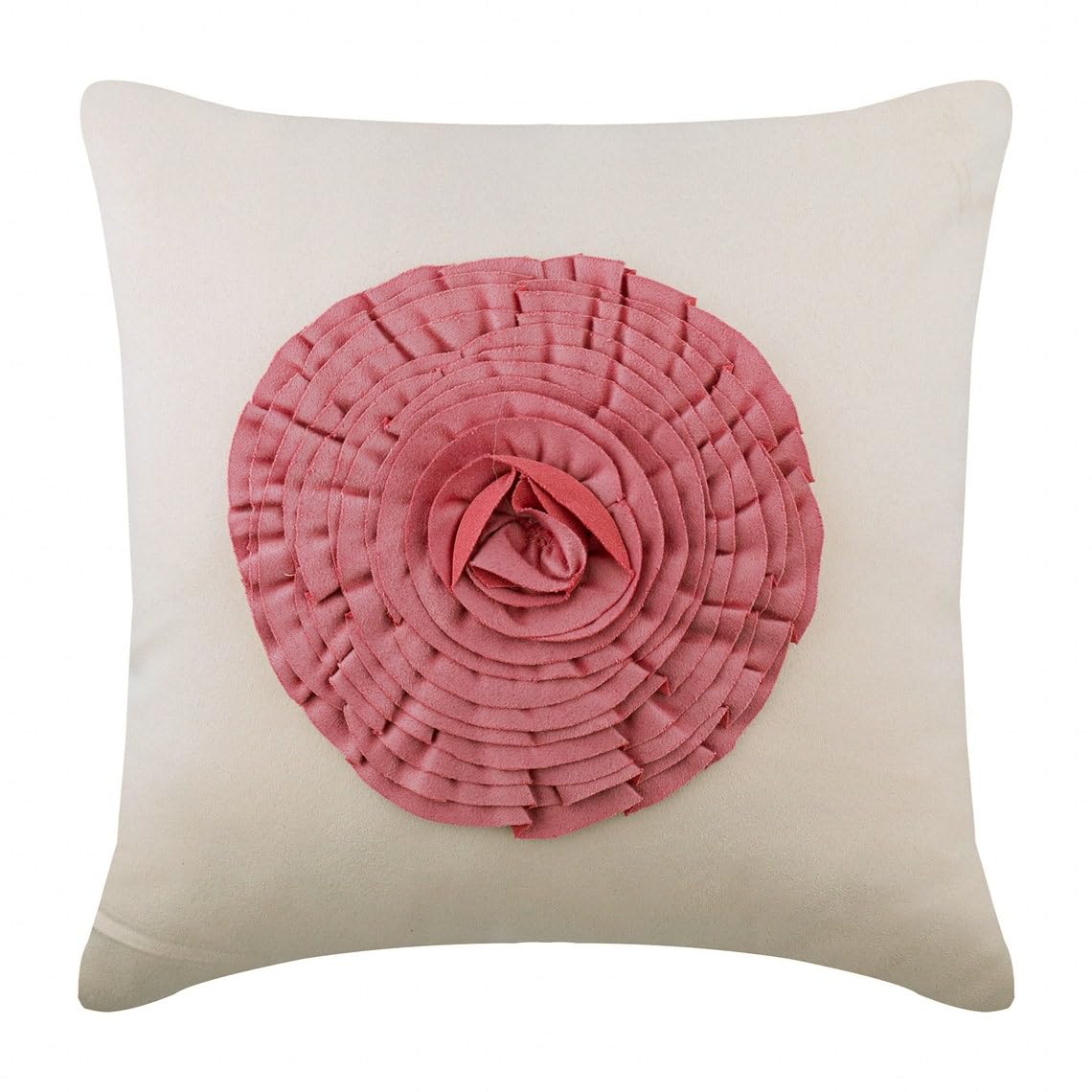 The HomeCentric 55x55 cm (22x22 inch) Cushion Covers, Pink Cushion Covers, Vintage Style Frills Medallion Cushioncases, Faux Suede Square Decorative Cushions Cover, Floral - Vintage Lust โ image 1