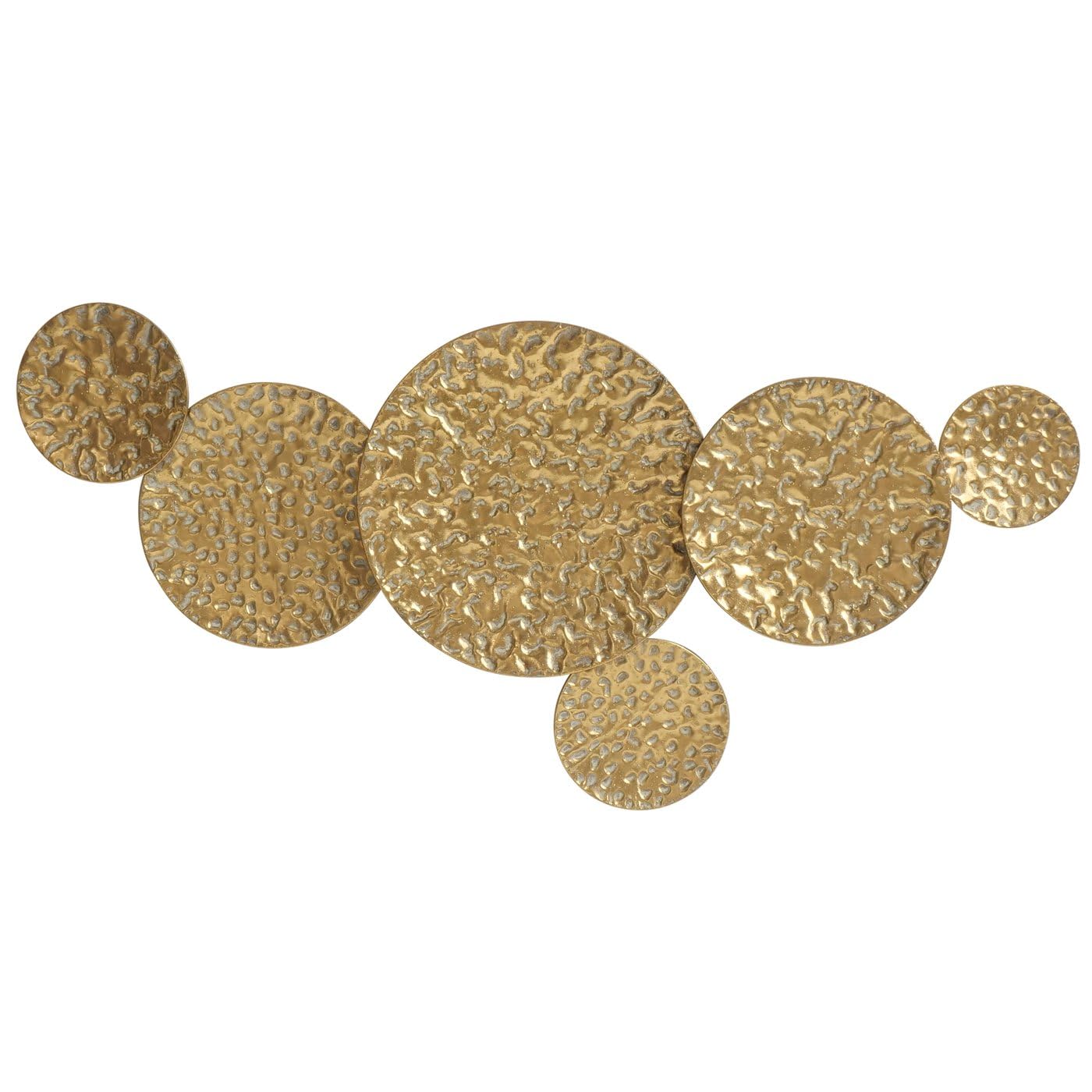 XXL Wanddeko NENUX Wandbild Metall Blumen Wandschmuck Kreise 118 x 55cm gold Deko Wohndeko
