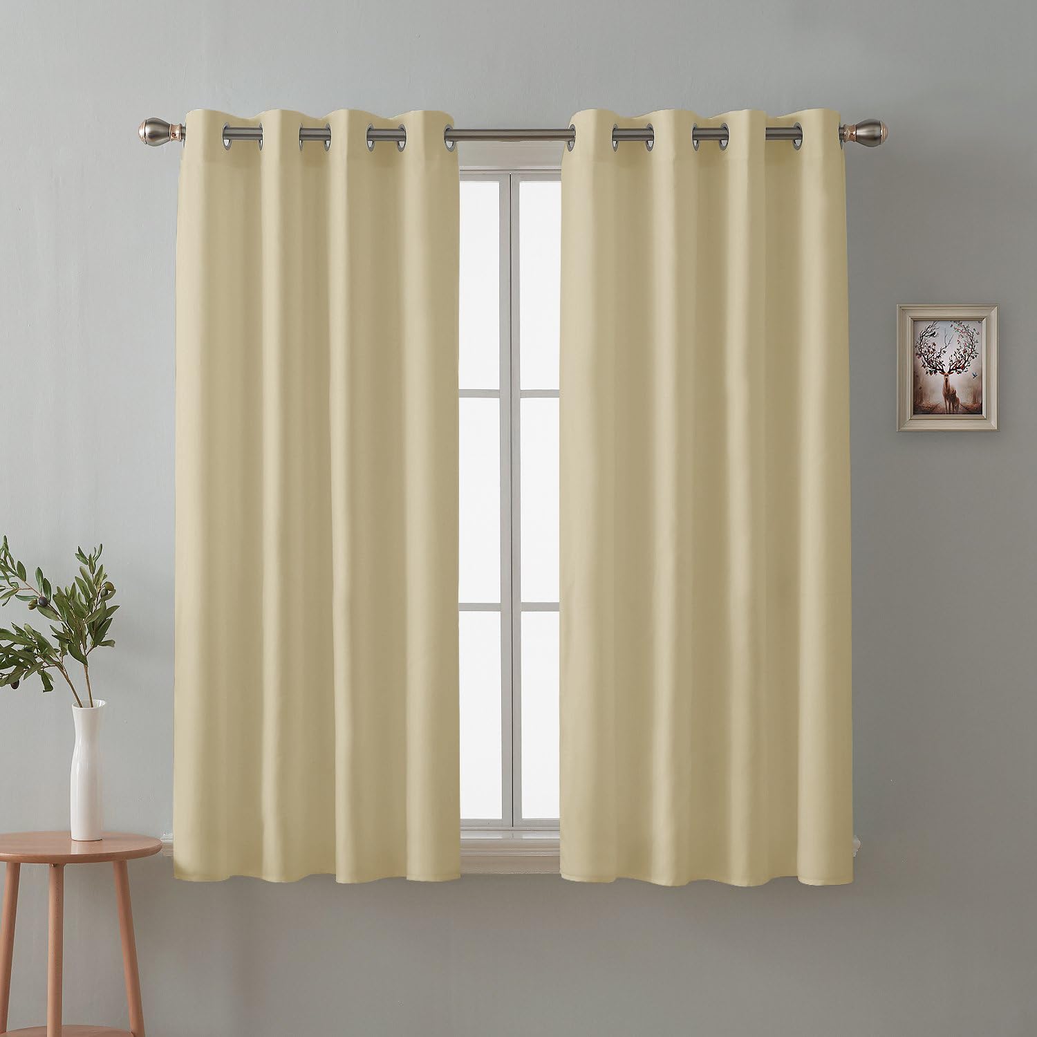 Cloth Fusion Blackout Window Curtains 5 Feet Long Set of 2, Room Darkening Blackout Curtains 5 Feet for Window with Grommet Design for Home Decor (5x4 Feet, Iridesent White) (B078ZG6M9Y) Amazon Price History, Amazon Price Tracker