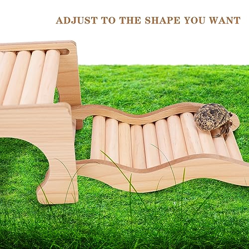 Image of Set of 2 Hermit Crab Hideout with Ramp, Wooden Hermit Crab Climibing Toys, Small Animals Habitat for Hamsters, Aquariums Ladder Bridge Ramp Toy, Small Animals Tank Accessories