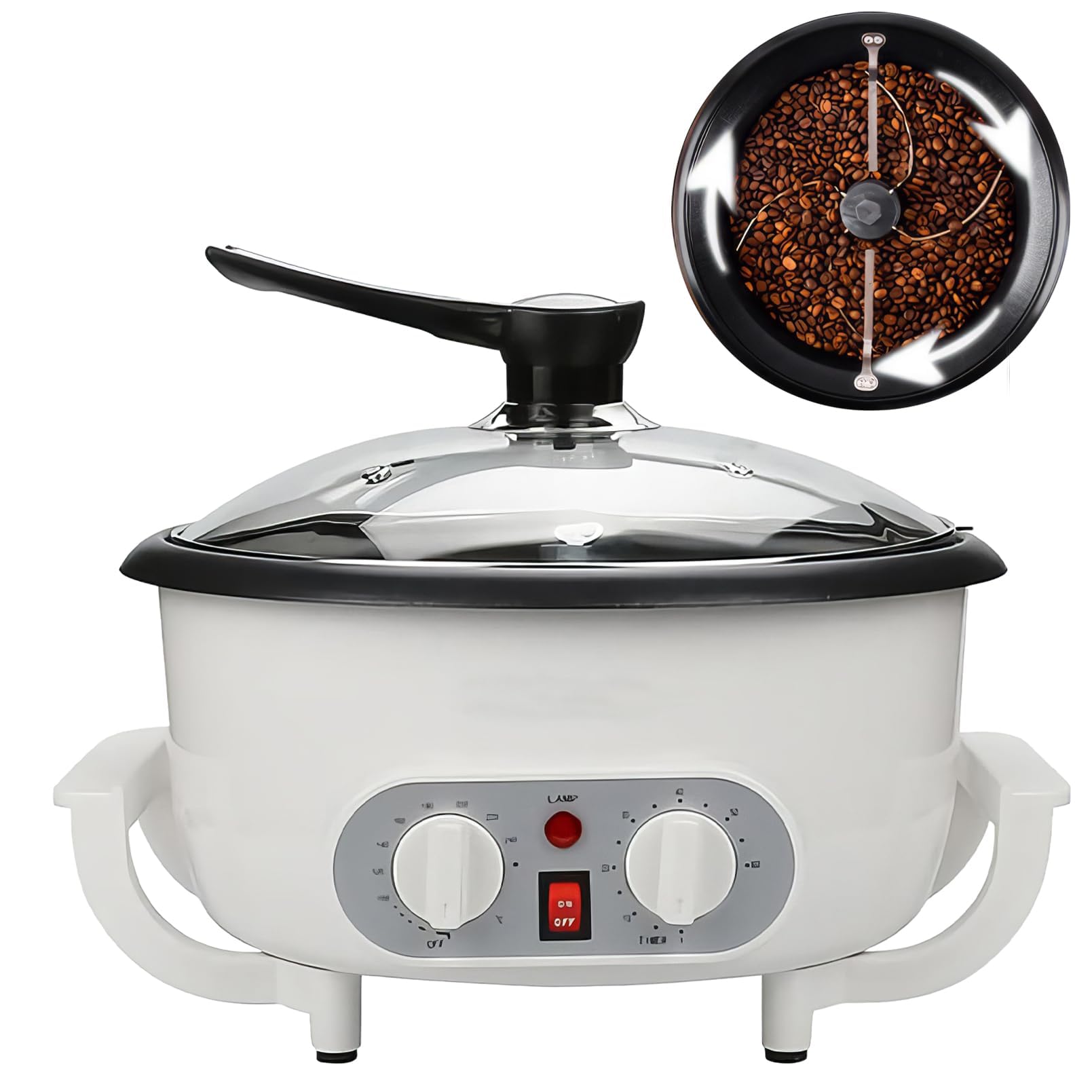 Tostatrice Per Caffè Da 1200 W Con Capacità 750, Tostatrice Automatica Regolabile Da 0 A 240 ℃ Con Timer Da 60 Minuti Mescolare Uniformemente Il Rivestimento Antiaderente Per Tostare Chicchi Di Caffè,