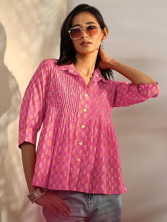 Image of Libas Printed Cotton A-Line Kurti for Women