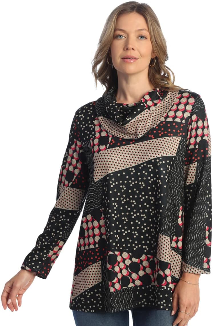 Jess & Jane Abstract Print Brushed Knit Tunic - FB4