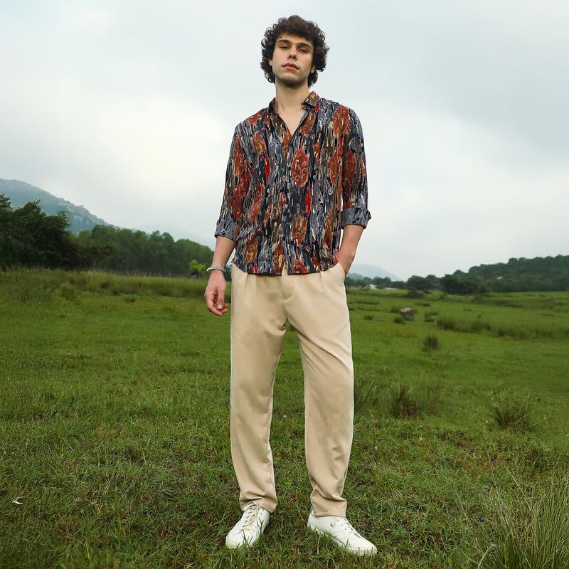 Image of CAHOOT Men's Shirt for Casual Wear | Spread Collar | Long Cuffed Sleeves | Button Closure | Shirt Crafted with Comfort Fit for Everyday Wear