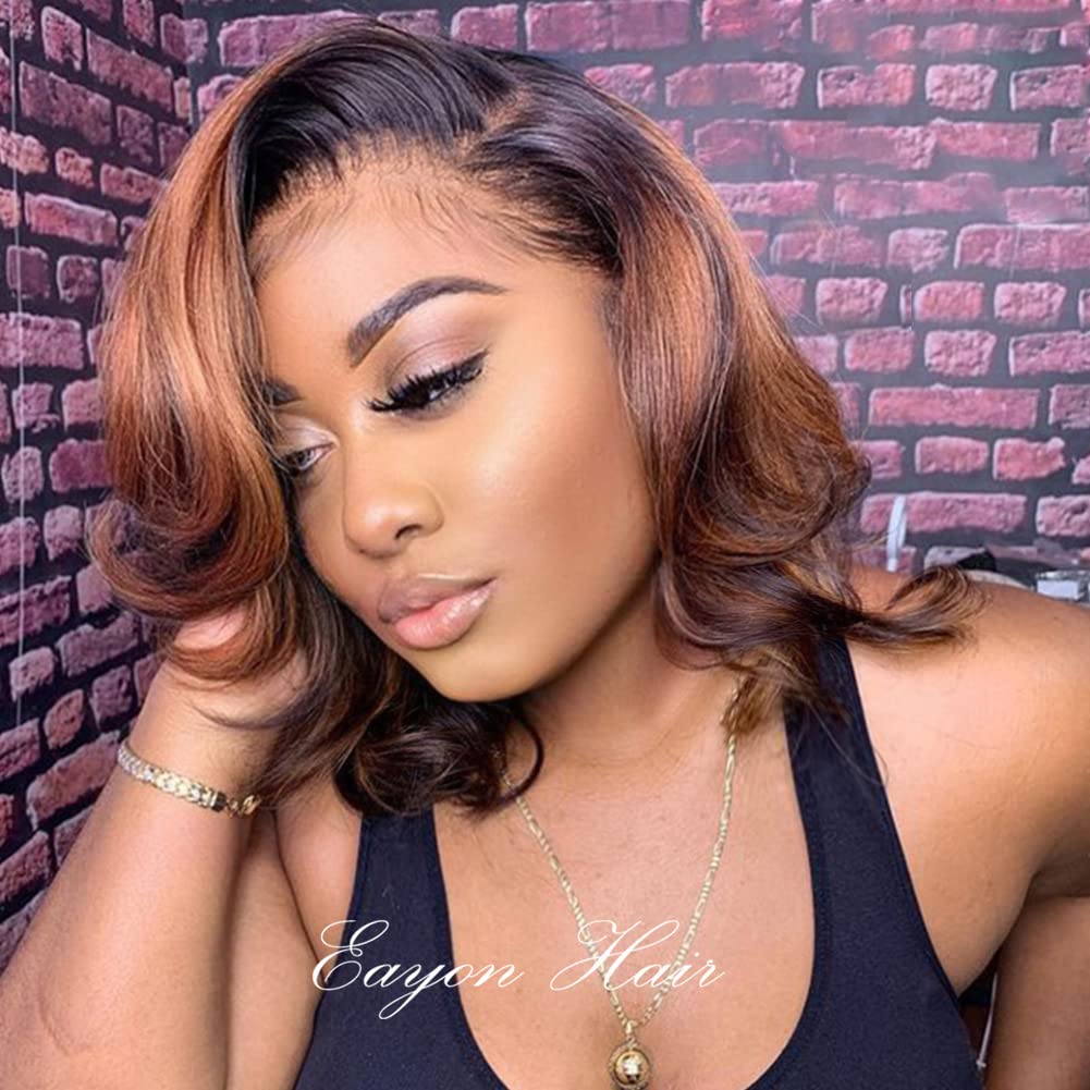 Glueless Lace Front Wigs Human Hair Pre Plucked 150% Density Short Curly Human Hair Wigs for Black Women Bob 9A Brazilian Body Wave Lace Front Wig Human Hair Bob 13x4 T Part Lace Wig Human Hair 8"