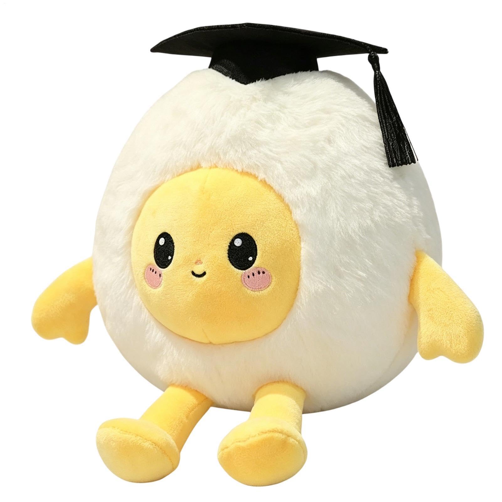 Plush Collectible Toy, Soft Graduation Doll, Boiled Egg Design, Cute Desk Decor, Birthday Gift Item, Home Office Display Use for Birthday Graduation Easter Home Office Dorm Car Sofa Bedroom