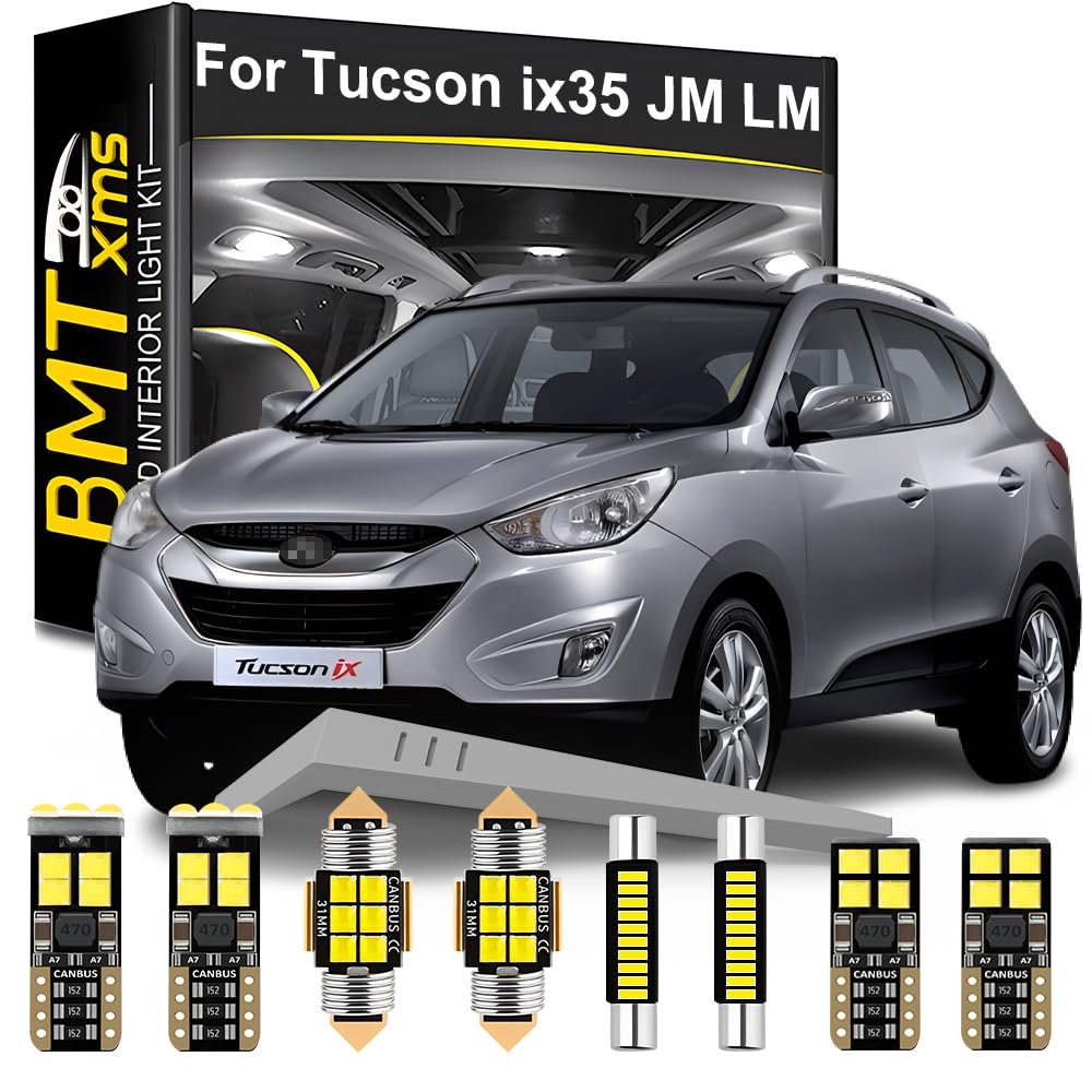 BMT xms 12 Pieces LED Interior Light Kit Replacement for HYUNDAI Tucson ix35 JM LM 2004-2015 6000K Cool White Bulbs