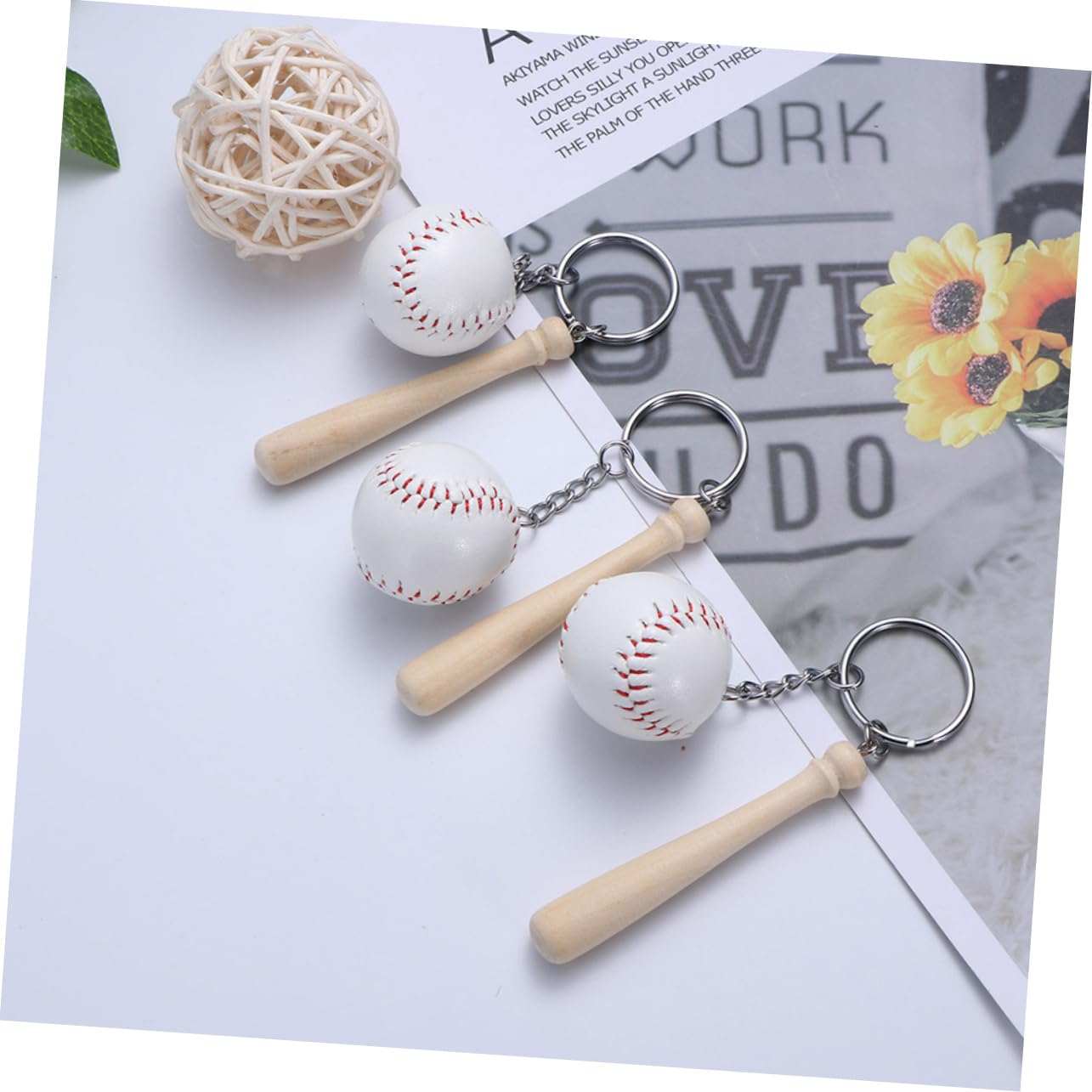 Healeved 16pezzi Portachiavi Da Baseball in Palla Accessorio Unisex Per e Borse Idea Regalo Per Amanti Del Baseball