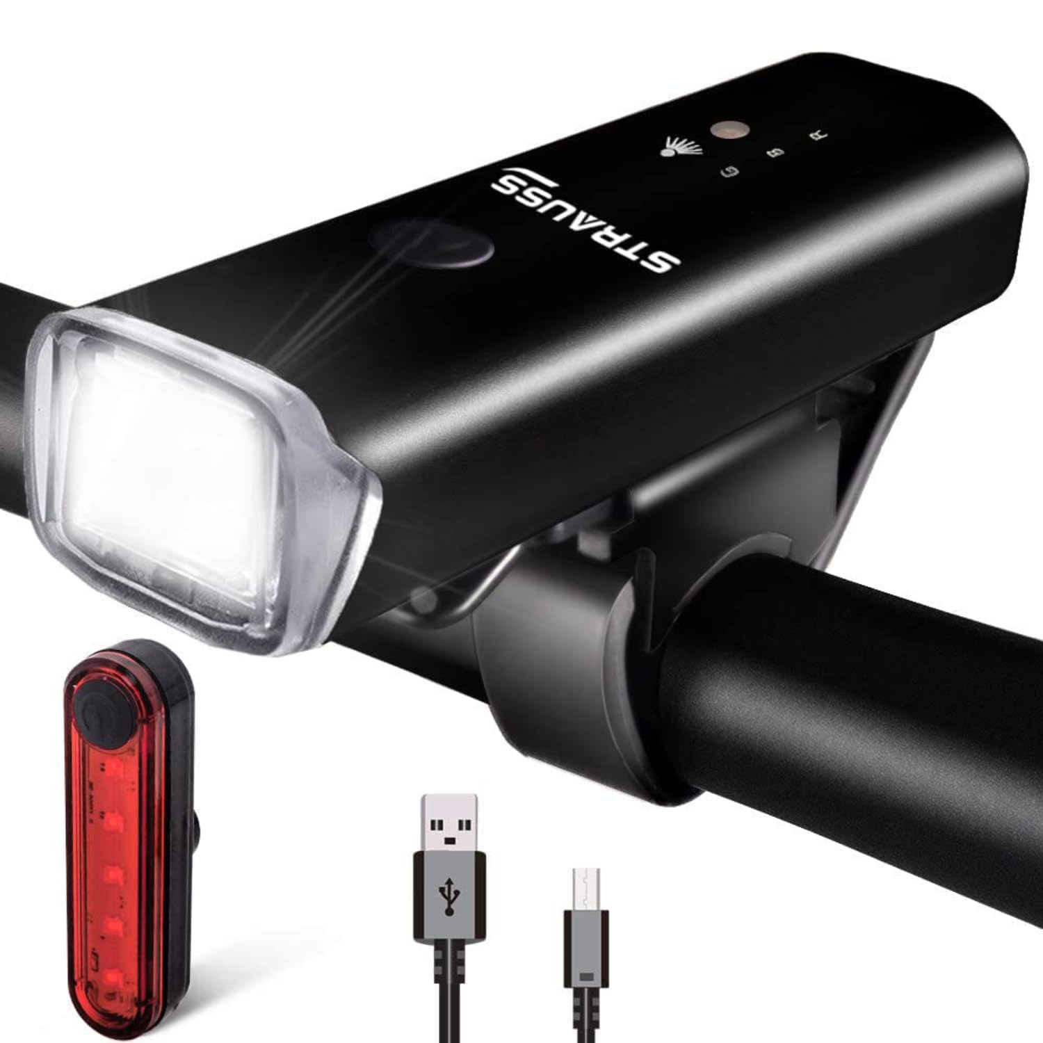 Strauss USB Rechargeable LED Head Light & Tail Light Set | Waterproof Cycling Light for Safety & Visibility | Front & Rear Bike Light Combo | Adjustable Beam | Ideal for Road & Mountain Bikes,(Black) (B09VPW91RV) Amazon Price History, Amazon Price Tracker