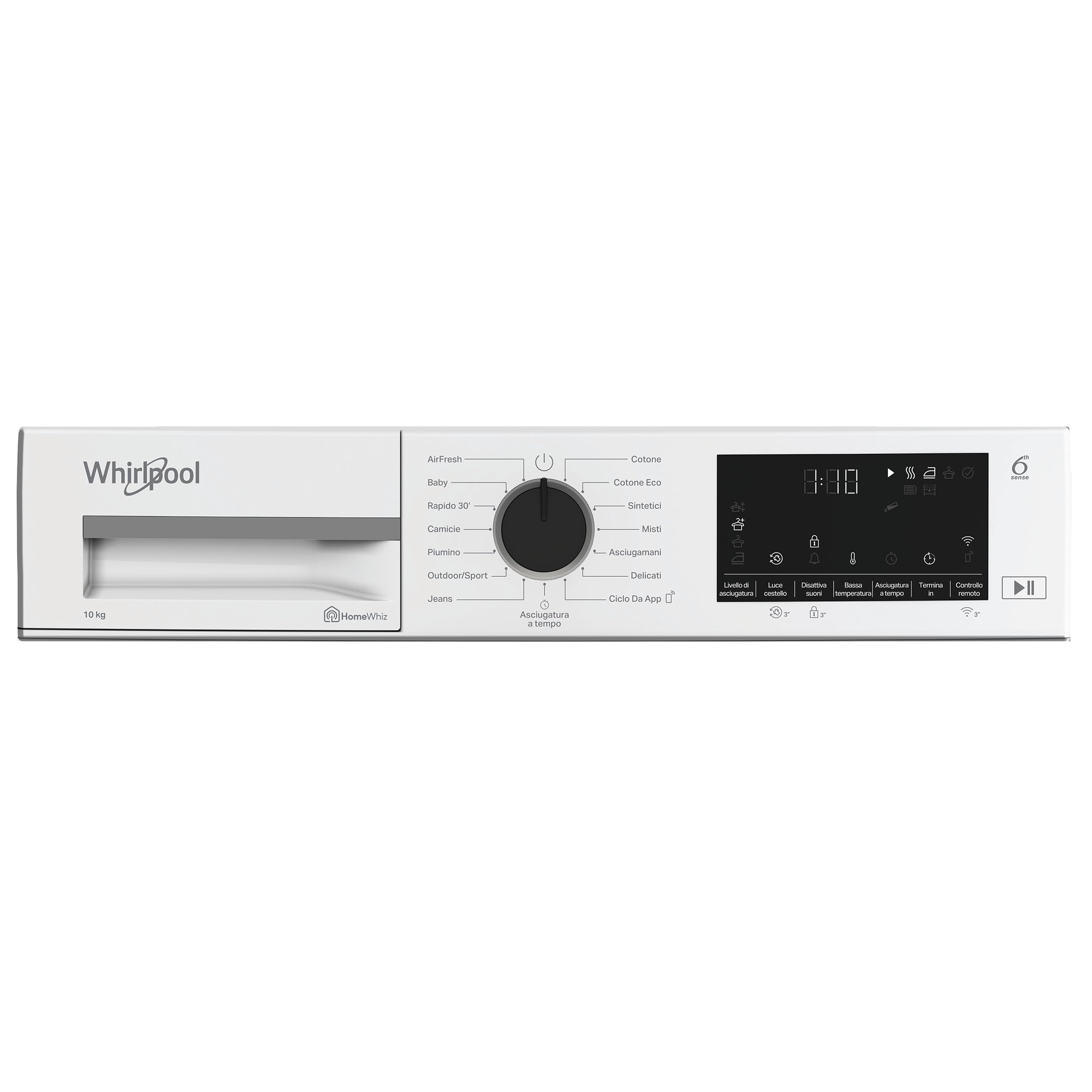 Whirlpool C WD 103M WBS IT – Asciugatrice 10 Kg A Pompa di Calore, Libera Installazione, Classe D, 6° SENSO, Adaptive Dry, Irontouch, Scarico Diretto, Opzione Luce Cestello. 84,6 x 59,8 x 60,7 cm