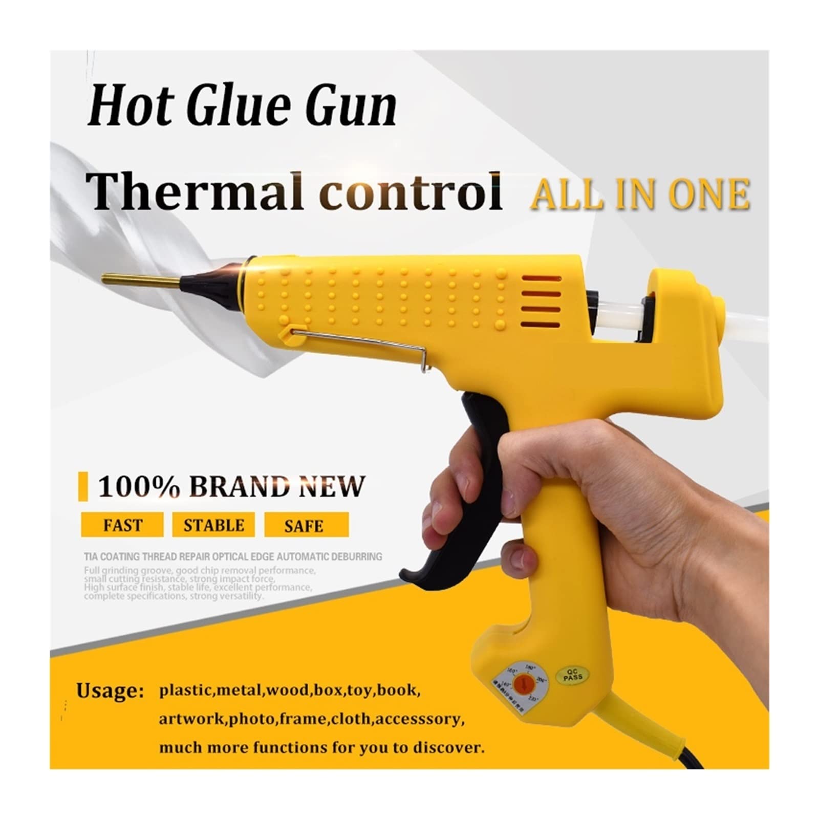 250W Profesjonalny Pistolet Do Klejenia Na Gorąco Z Zestawem Narzędzi Czysta Miedź Dysza Regulowana Temperatura Wysoka Moc Wykorzystanie 11mm Klej W Sztyfcie Szybkie Niezawodne Klejenie(SET-4)