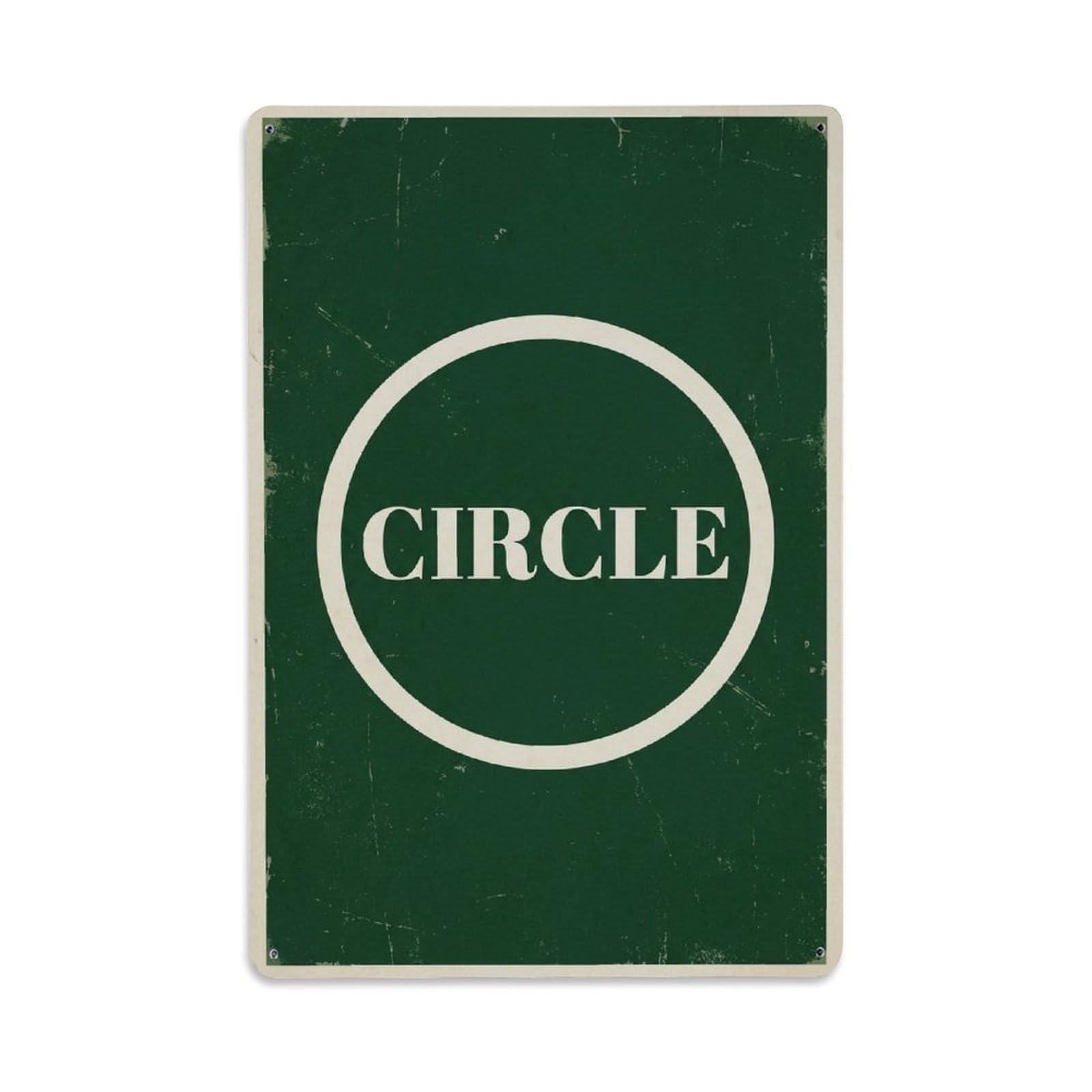 Vintage Zen Green Circle Minimal Calm Meditation Serenity Metal Tin Sign Plaque Wall Decor for Cafe, Man Cave, Club Bar, Office, Home Garden Round Metal Poster 8x12Inch