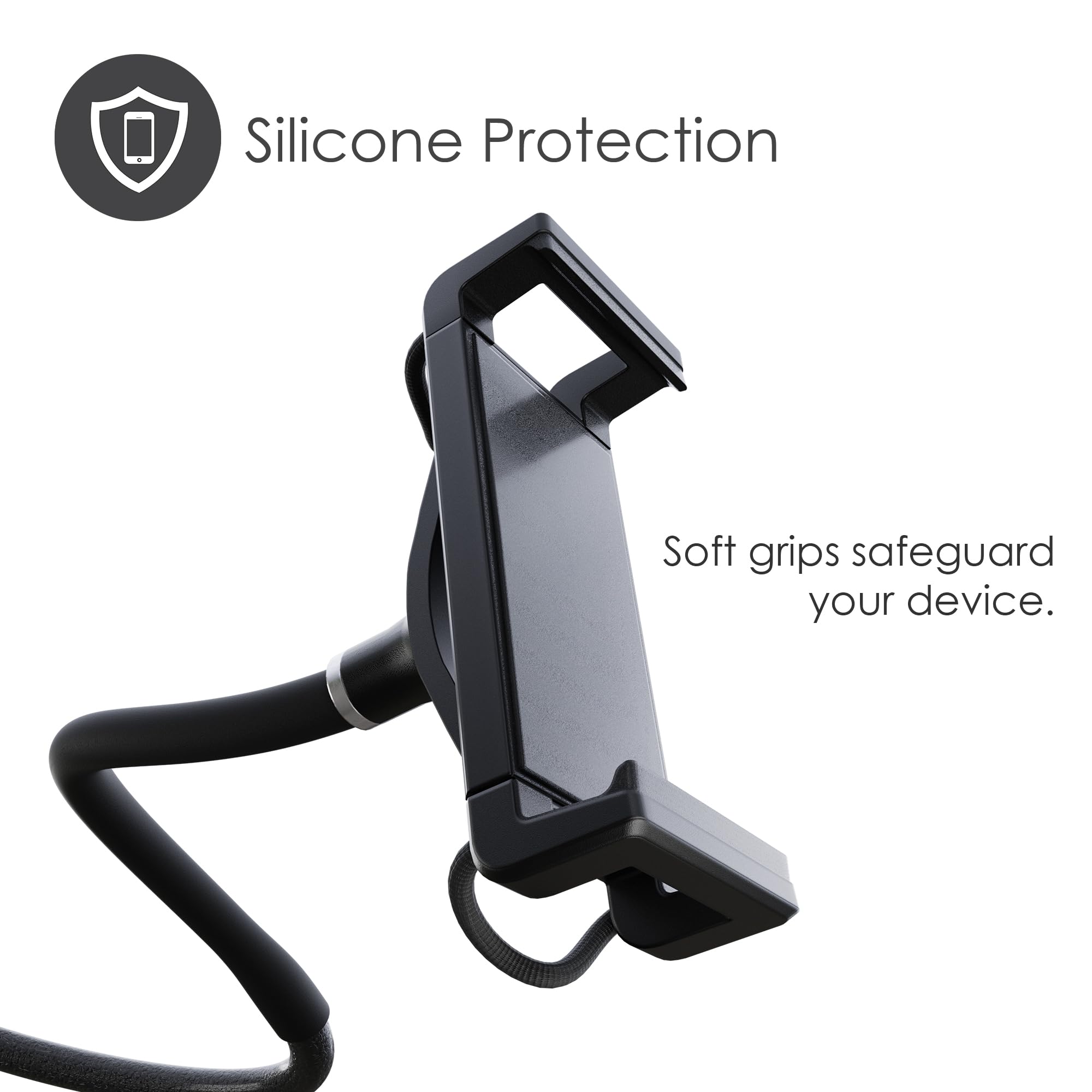 Desire2 Flow - Supporto per telefono e tablet a collo d'oca, braccio flessibile, mani libere, montaggio a morsetto