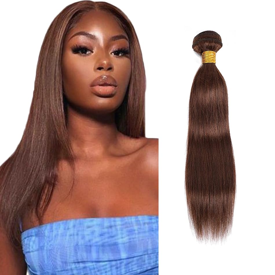 Zeslaerr 30 Inch #4 Chocolate Brown Color Human Hair Bundles Straight Weave 1 Bundle 100g Glueless Unprocessed Virgin Double Weft Human Hair Extension For Women