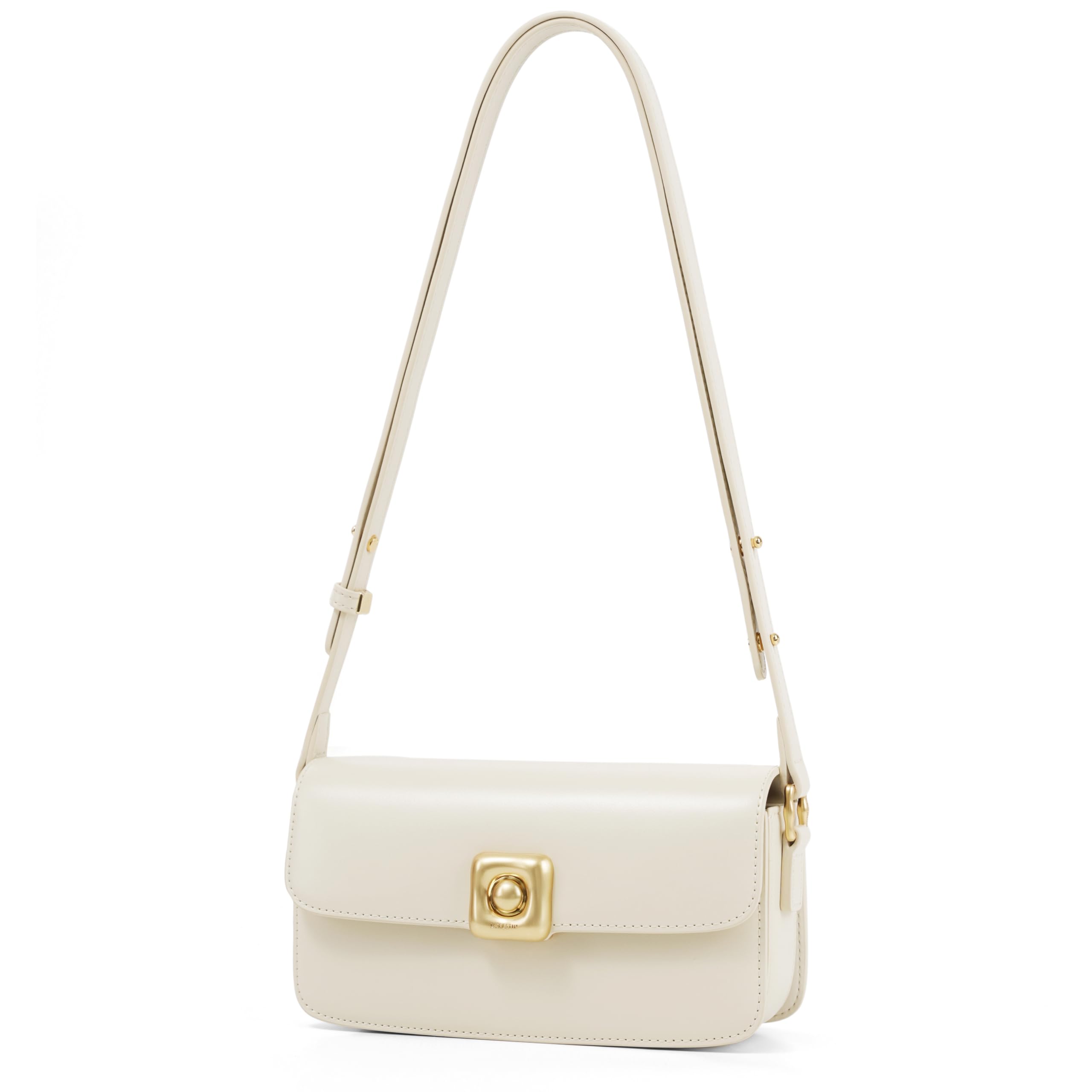 LAFESTIN Leather Shoulder Bag for Women, Small Crossbody Purses with Adjustable Strap Designer Inspire Cute Handbags for everyday - Ivory