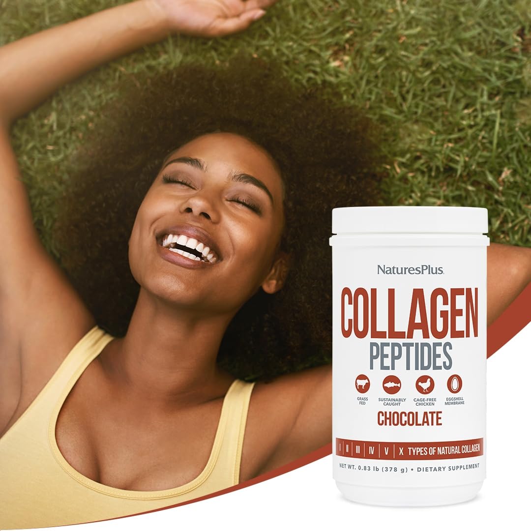 Nature´s Plus Collagen Peptides Chocolate | 378g | Colageno Marino Hidrolizado Puro | Peptidos de Collageno | Péptidos de Colágeno para Articulaciones | Multi Hydrolyzed | En Polvo | Sabor Chocolate