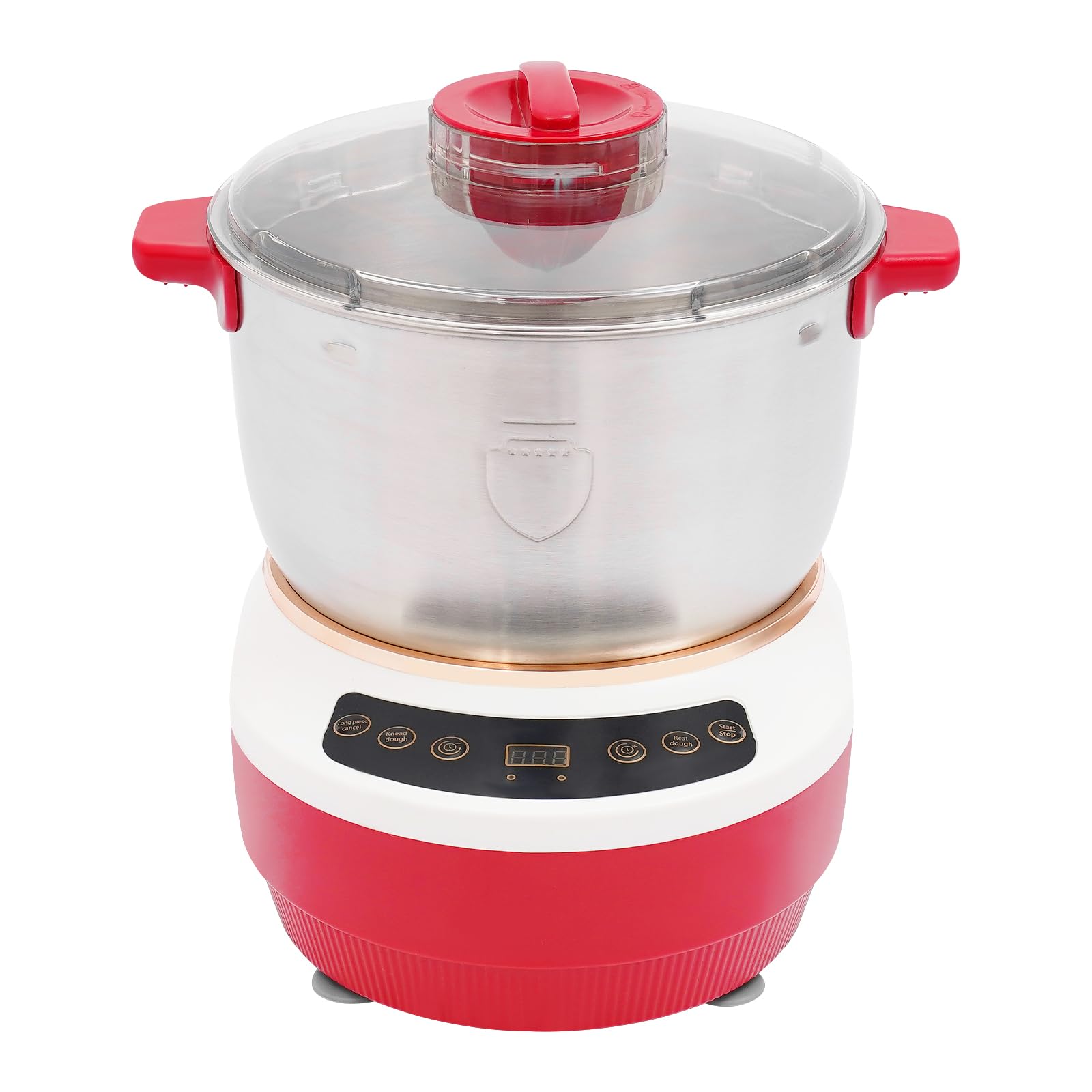 Teigknetmaschine 7L Edelstahl für Brot Nudeln, Küchen-Teigmixer | 304 Edelstahl, 250W Motor für gleichmäßiges Kneten, Sichtdeckel ermöglicht einfache Prozesskontrolle