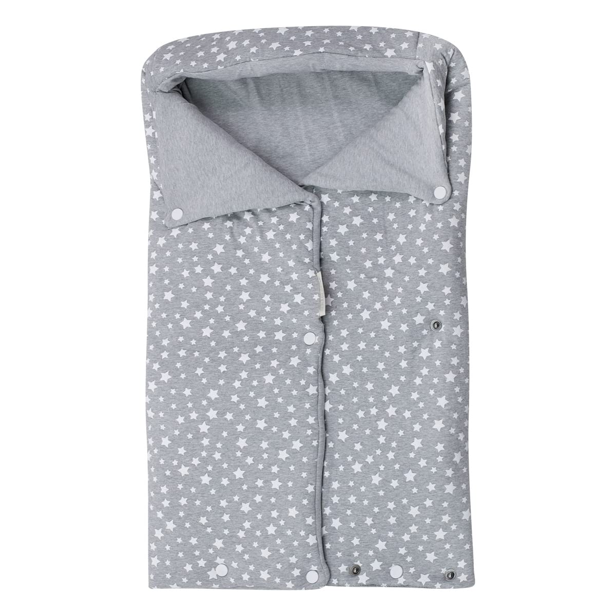 JYOKO Kids Saco Capazo para Bebé de Algodón Orgánico Extra Suave – Antialérgico, Protección Óptima contra el Viento y Frío – Ideal para Piel Sensible, Recién Nacidos y Bebés (White Star, Algodon)