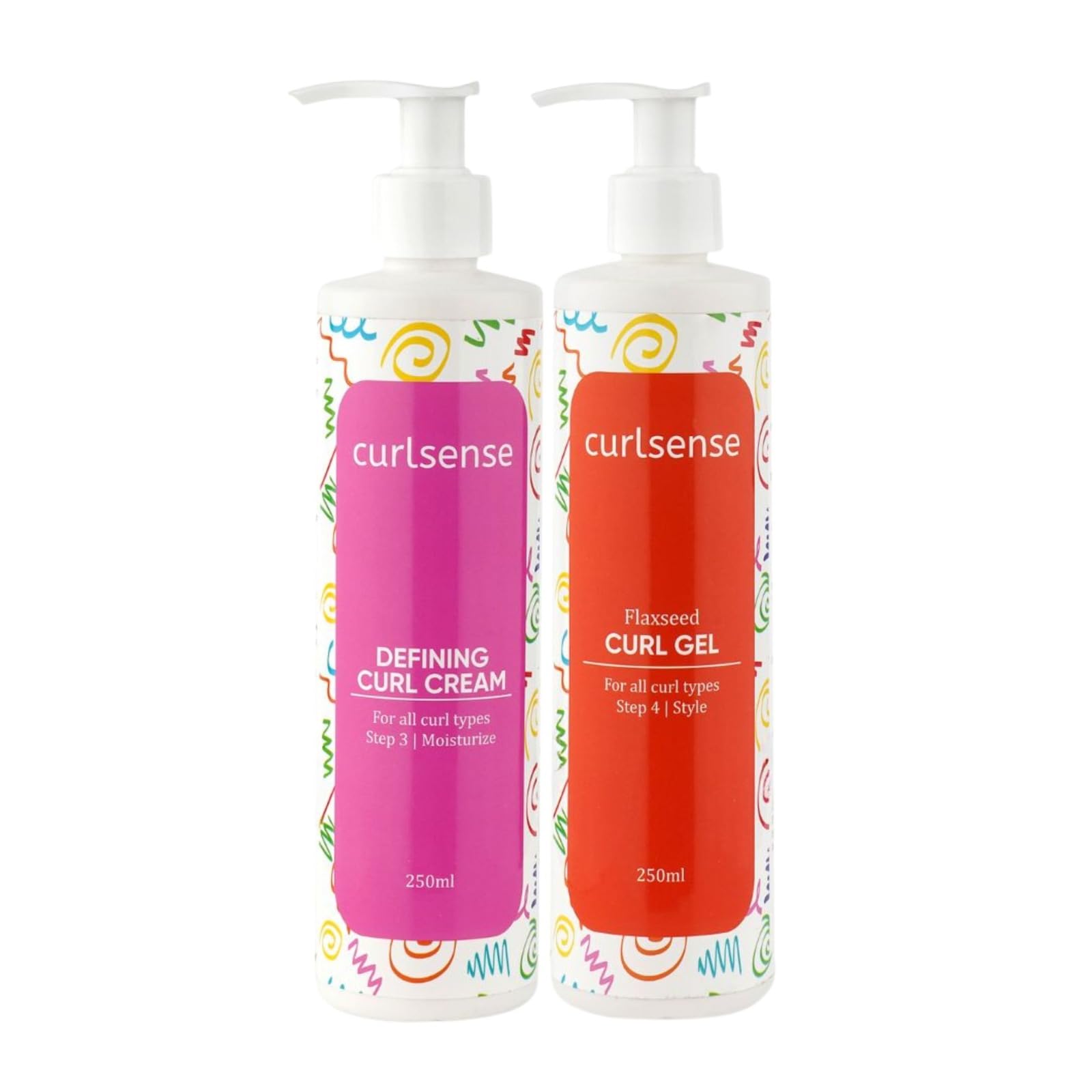 curlsense Styling Bundle - Suitable For All Curl Types Hair |Defining Curl Cream And Flaxseed Curl Gel (Each bottle contains 250 ml) pack of 2-image-3
