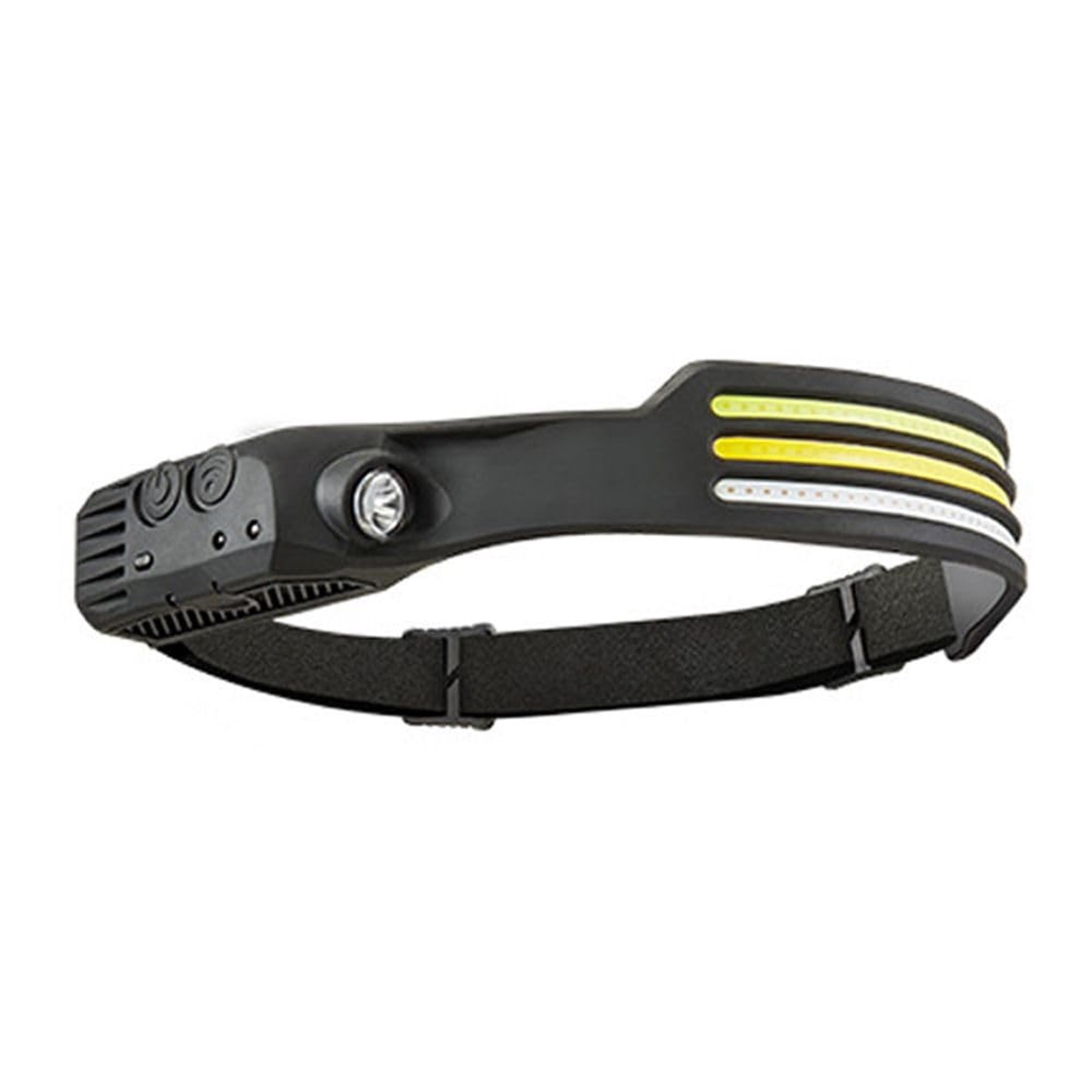 Rechargeable LED Headlamp with Type-C Fast Charging, XPE and COB LED, Sensor Switch, Elastic Headband (3 Line)