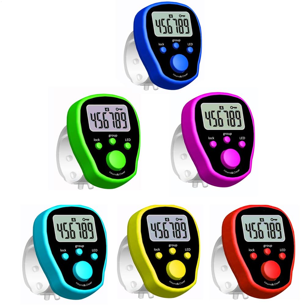 Digital Lap Counter - Finger Tally Counter | LED Digital Clicker for Tracking Laps | Handheld Tracker for Swimming, Running, Cycling, Portable Household Accessory with Random Color Selection