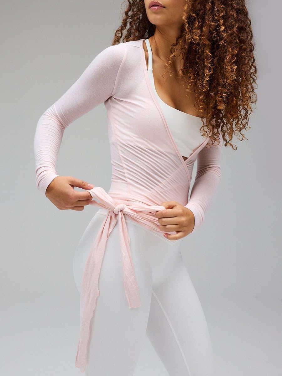 ORANDESIGNE Tops Danza Mujer Clásico Chaqueta Ballet Wrap Top Y2K Crop Top Ropa Deportiva Cárdigan Baile Fitness