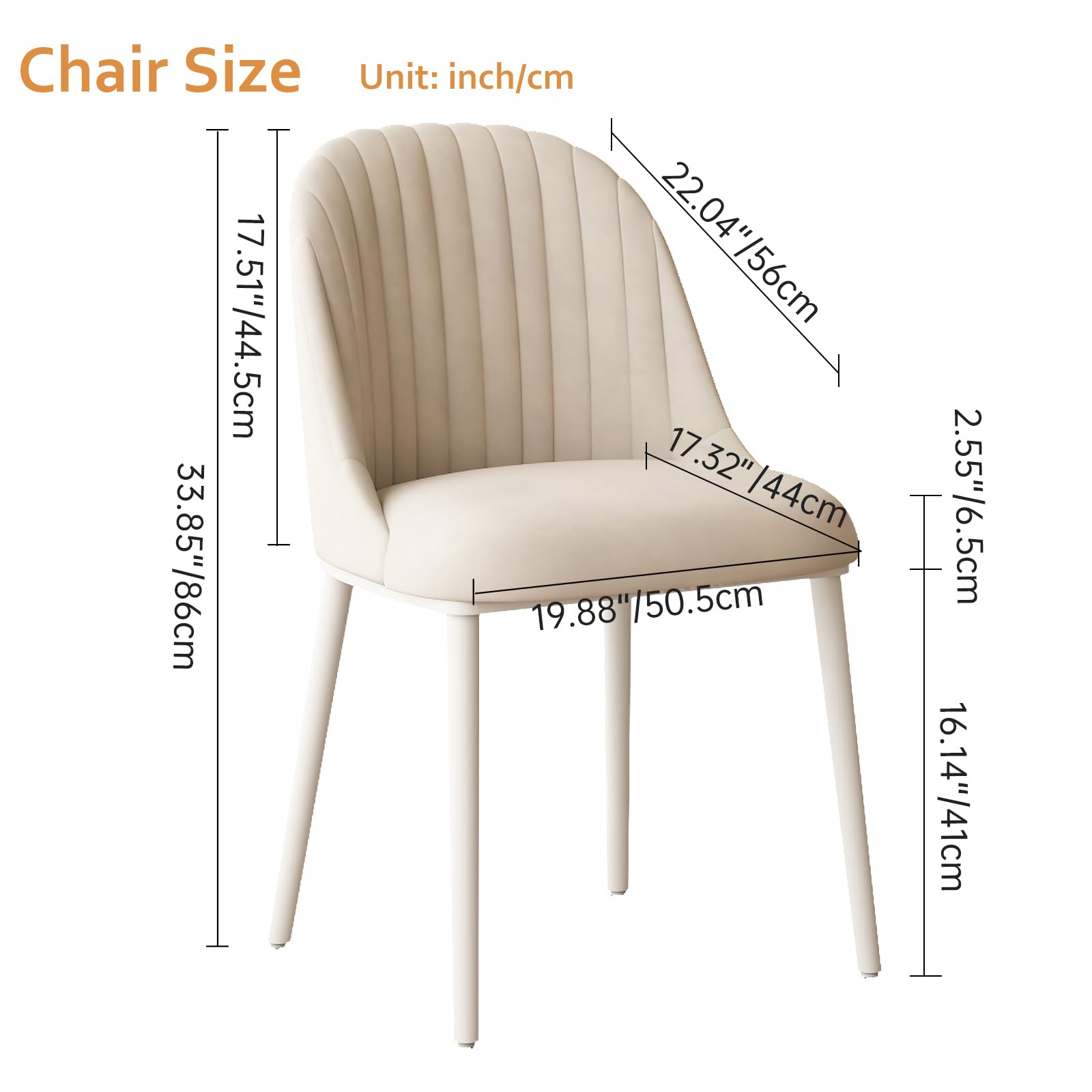 Elegante set di 6 sedie moderne color crema imbottite con seduta imbottita, schienale curvo e cuciture a canale, gambe in metallo resistenti per mobili da cucina e soggiorno