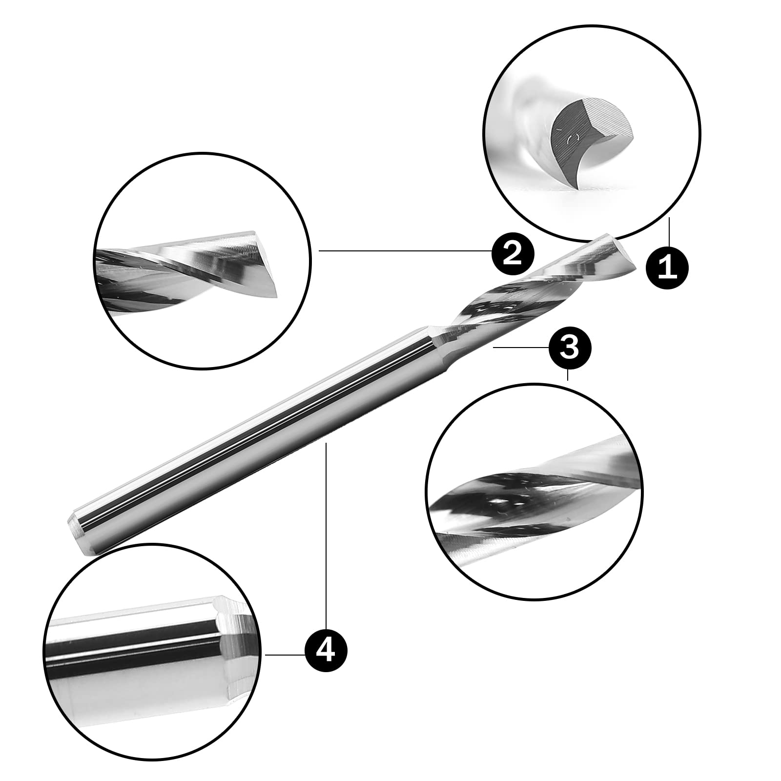 EU_HOZLY 3. 175 x 12 mm Einzelnut-Fräsfräser für Aluminium, CNC-Werkzeuge, Vollkarbid, 5 Stück