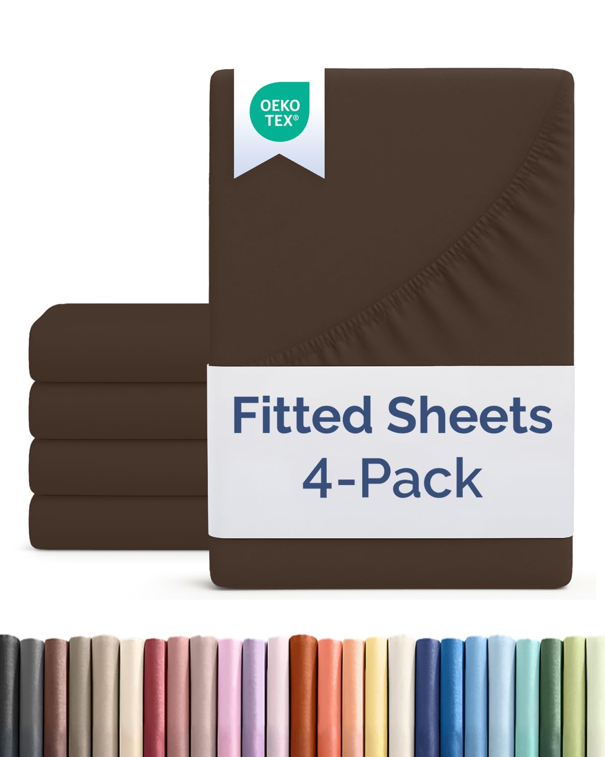 Photo 1 of CGK Unlimited Twin XL Fitted Sheet - Brown (4 Pack)